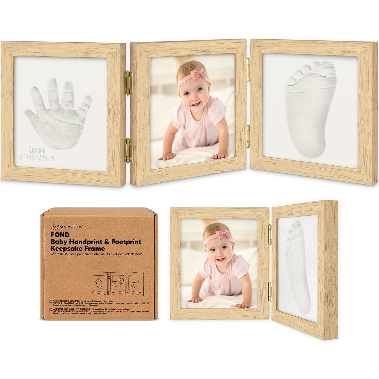 ALMEKAQUZ Baby Shower Gifts - Baby Hand and Footprint Kit, Newborn Handprint Kit, Keepsake Photo Frame, Nursery Picture Frame, Gender-Neutral Newborn Keepsake Gifts (Ash Wood)