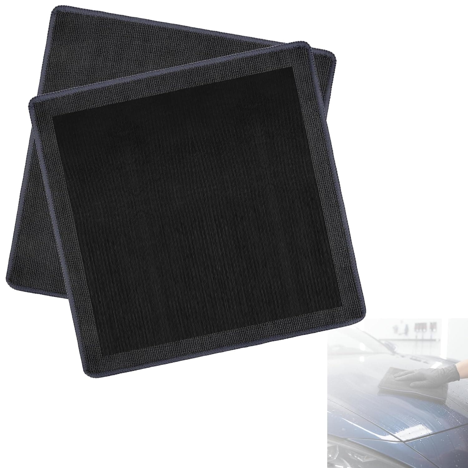 SYOSI Clay Towel for Auto Detailing, 2-Pack Microfiber Cloth for Car Surface Cleaning & Paint Decontamination, Reusable for Vehicle Washing & Polishing (12x12in)