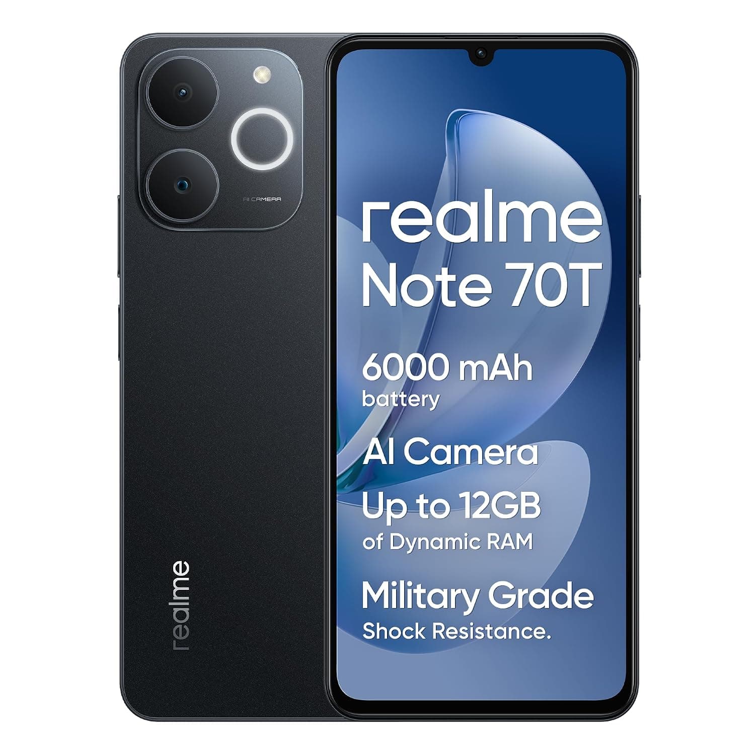 Realme Note 70T Dual-SIm 128GB ROM + 4GB RAM (GSM Only | No CDMA) Factory Unlocked 4G/LTE Smartphone (Black) - International Version