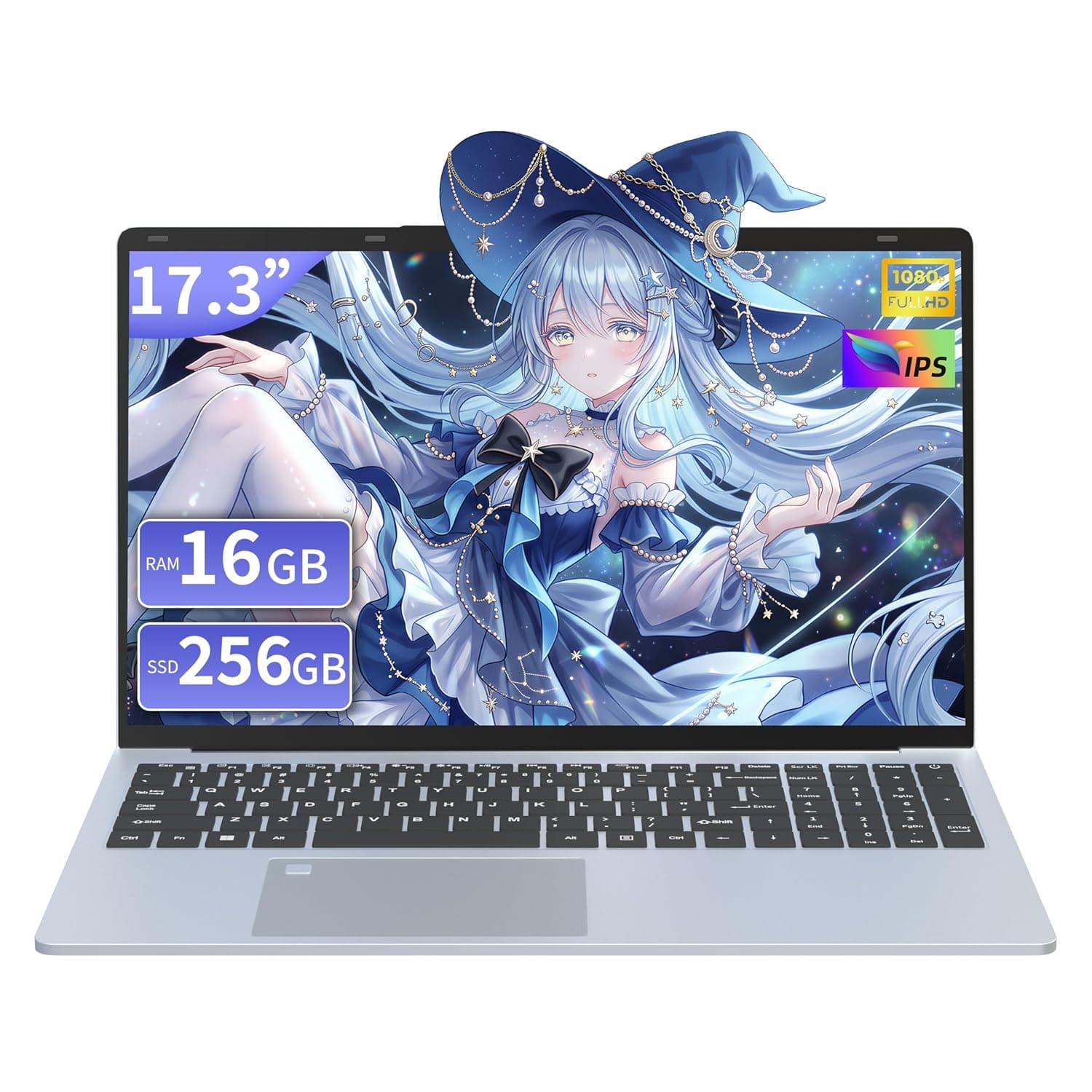 17.3" Laptop, 16GB RAM, 256GB, Pentium 6500Y (Up to 2.9 GHz), Win 11, FHD IPS Display, HDMI/Fingerprint Reader/Backlit Keyboard/WiFi/Ideal for Work & Study