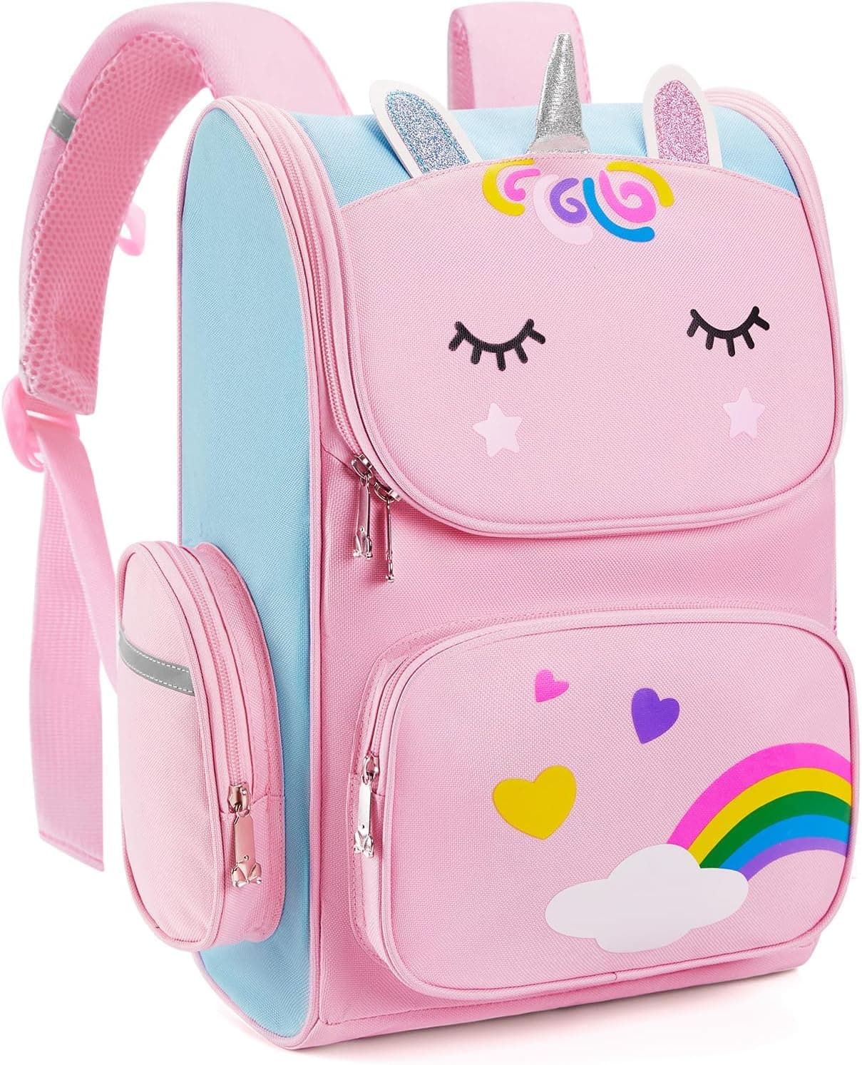 Unicorn Kids Backpacks for Girls, Large Lightweight School Bookbag, Durable & Waterproof Princess Schoolbag, Pink Student Backpack Bag and Primary Kids Backpack 16inch for 5 6 7 8-10 Years Old