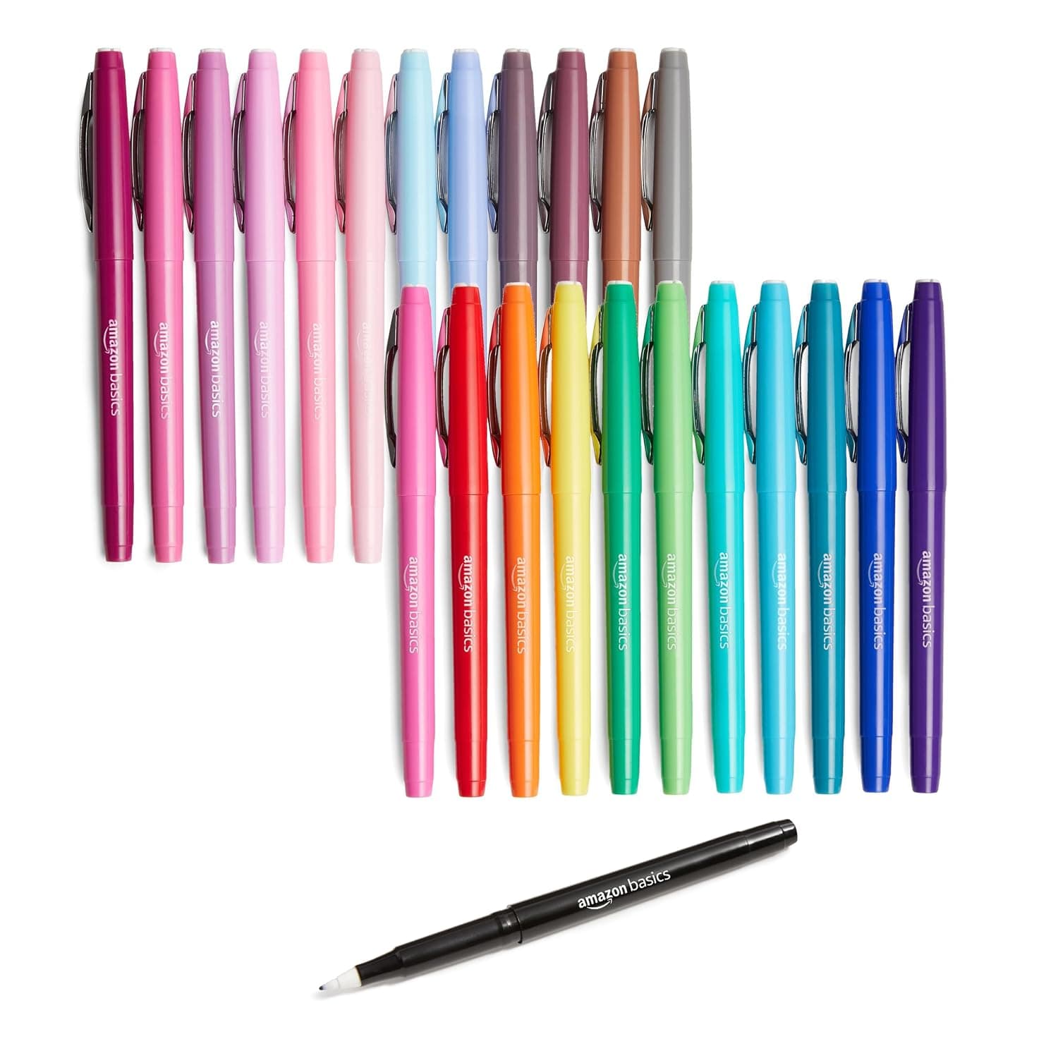 Amazon Basics Felt Tip Marker Pens, 24-Pack, Assorted Colors