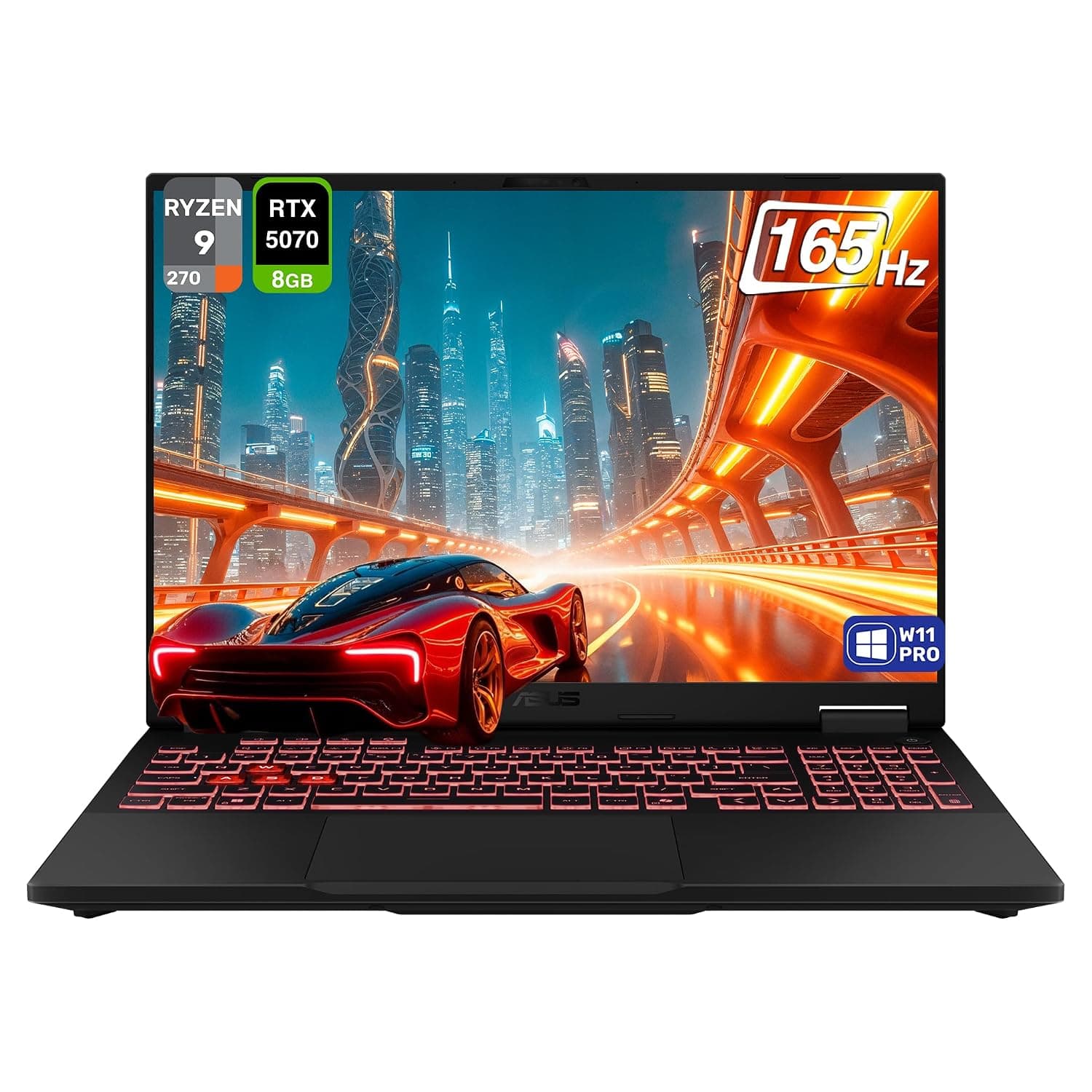 ASUS TUF A16 Copilot+ Gaming Laptop, AMD Ryzen AI 9 270, 64 GB DDR5 RAM, 2 TB PCle SSD, 16" FHD+ (1920x1200) 165Hz Display, Nvidia G-Force RTX 5070, 1-Zone RGB Keyboard, W11 Pro, Jaegar Gray