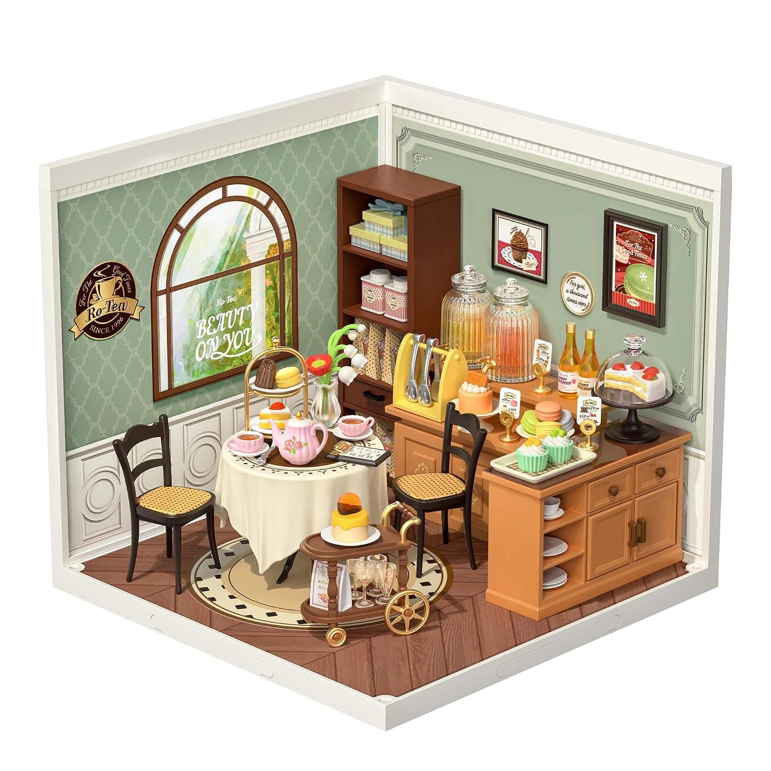 Rolife Miniature House Super World Dollhouse Model Kits and Accessories, Women's Hobbies, Christmas Birthday Gift for Adults (Sweet Sips Tea)