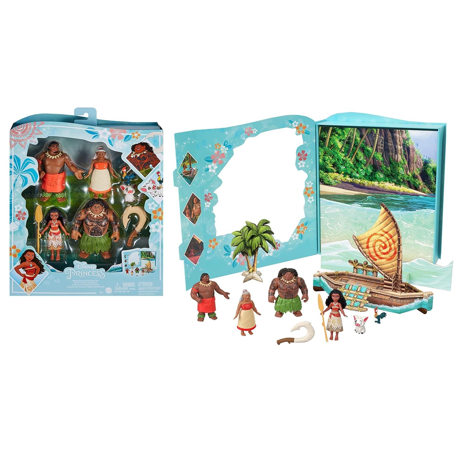 Disney Princess Toys, Moana Story Pack with 6 Key Characters, Small Dolls, Figures and Accessories Inspired by Movies, Gifts for Kids