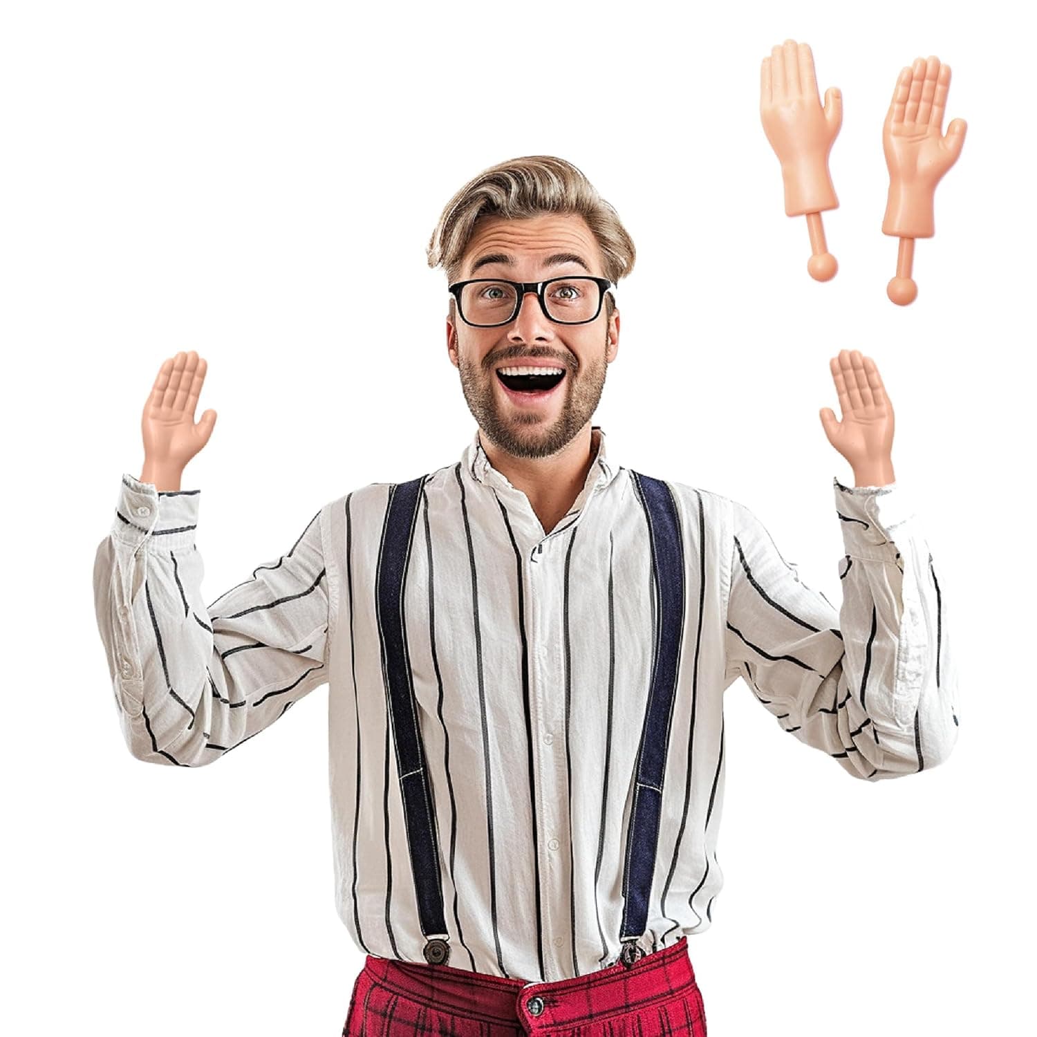 BigMouth Inc. Tiny Hands Toy - Hilarious Realistic Looking 3? Plastic Hands for Costumes and Pranks, Tricks to Keep Up Your Sleeve, Little Hands Toys with Handles - Funny Gift Idea for All Ages