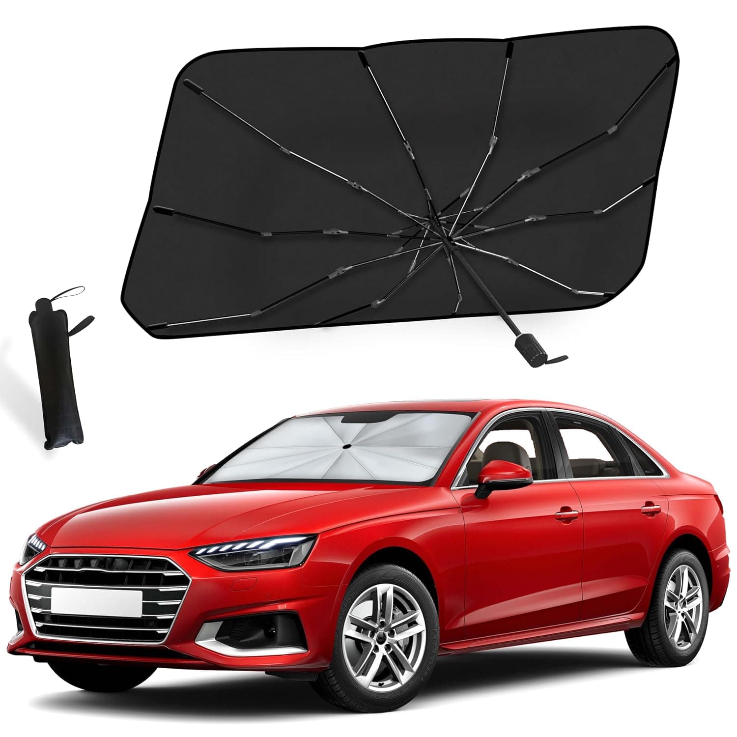 EcoNour Car Windshield Sunshade | Foldable Reflector Umbrella, Blocks UV Rays Sun Visor Protector to Keep Your Vehicle Cool and Damage Free (Medium 54 inches x 29 inches)