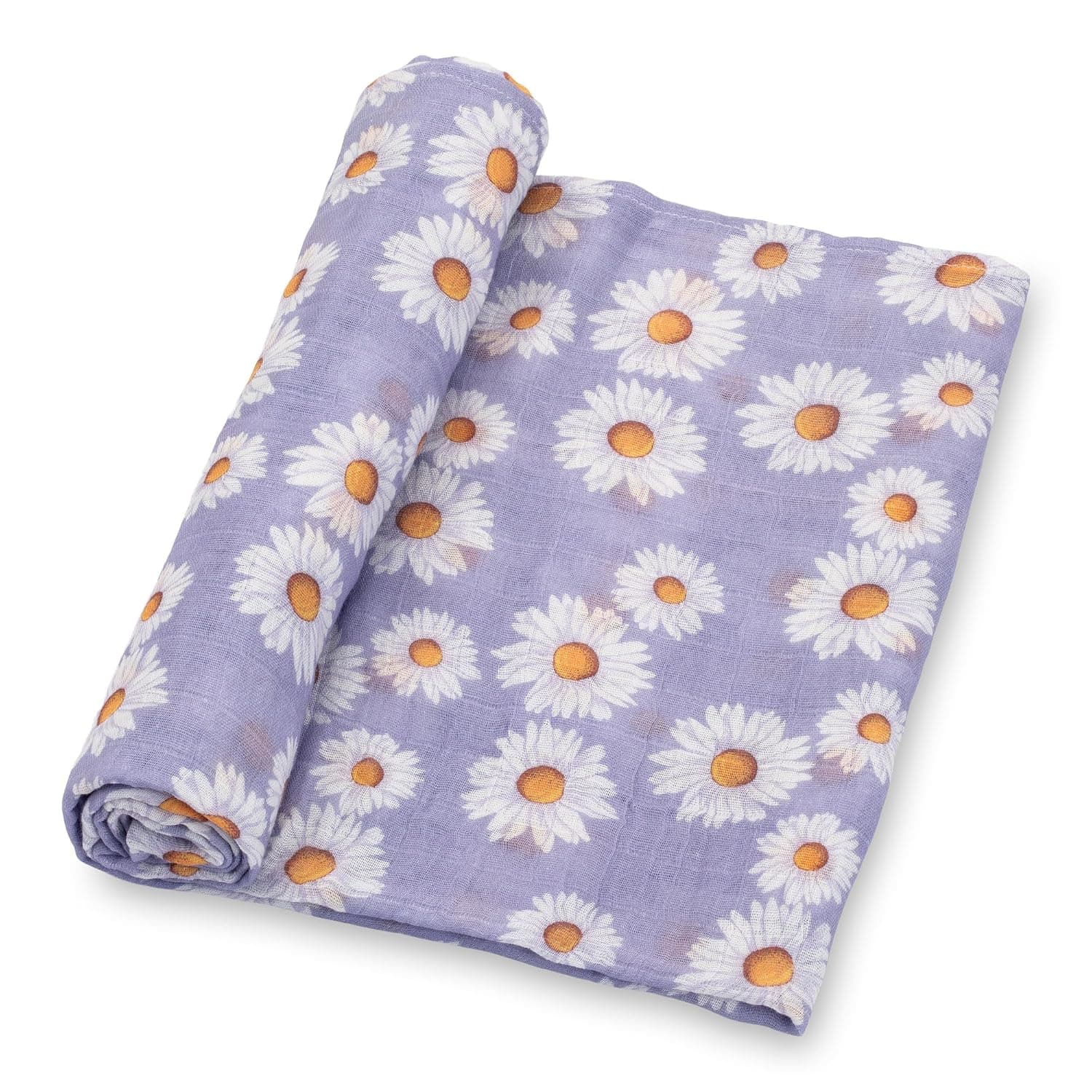 LollyBanks Baby Blanket, 100% Cotton Muslin Swaddle Blanket, Soft Baby Girl Blanket 47 x 47 Inches, Nursery Swaddling Blankets for Girls, Baby Essentials, Registry (Daisy Print)