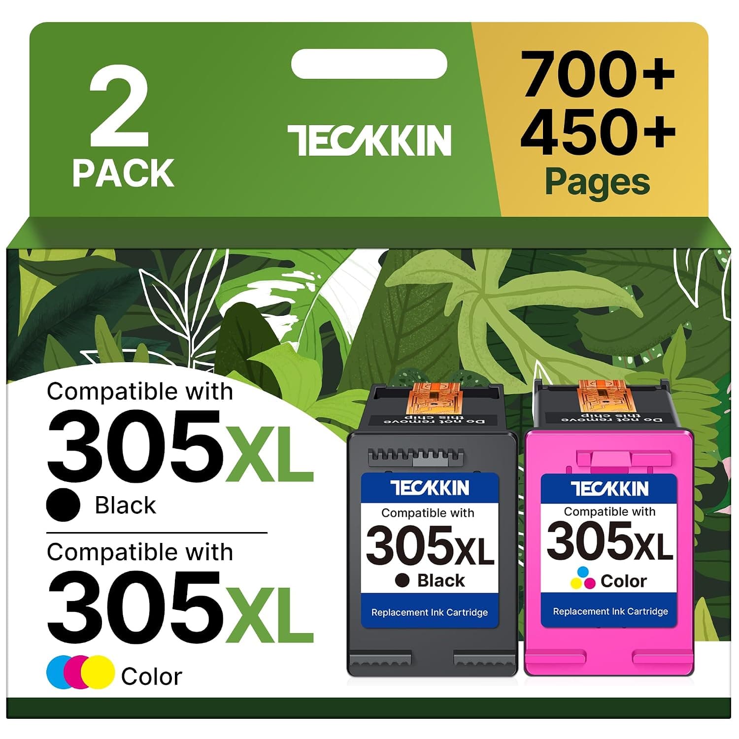 305XL Ink Cartridges High Yield Replacement for HP 305 XL HP305 for HP 305XL High Yield Ink Cartridge Compatible for HP DeskJet 2700 2710 2720 Plus 4100 4120 4130 Envy 6000 6010 6020 Printer (2 Pack)