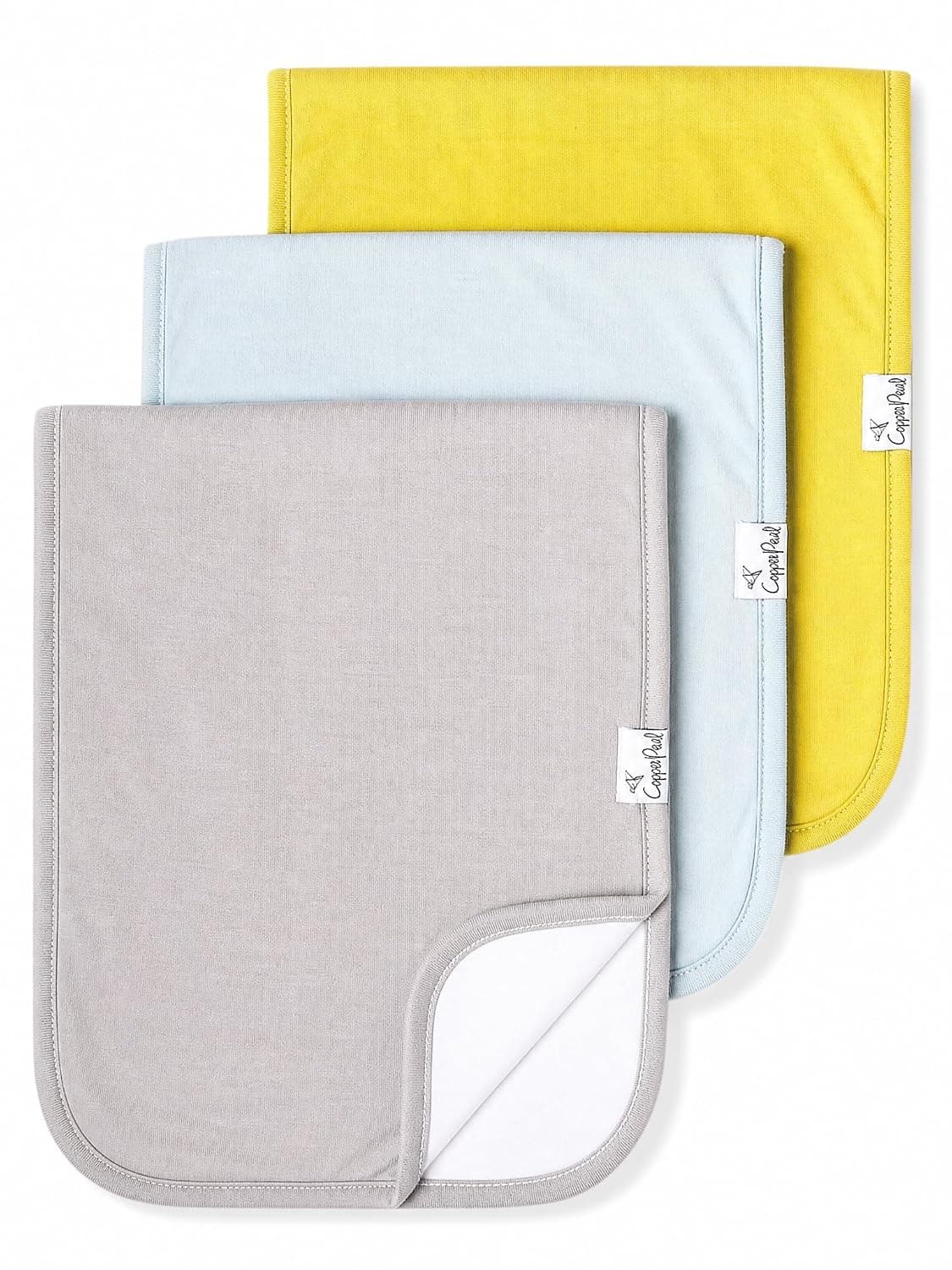 Copper Pearl Premium Baby Burp Cloths - 3-Pack Large Cotton Burp Cloths, Extra Soft Spit Up Rags with 3 Absorbent Layers, Perfect for Baby Boy and Baby Girl Gifts (21" x 10" Size, Stone Set)