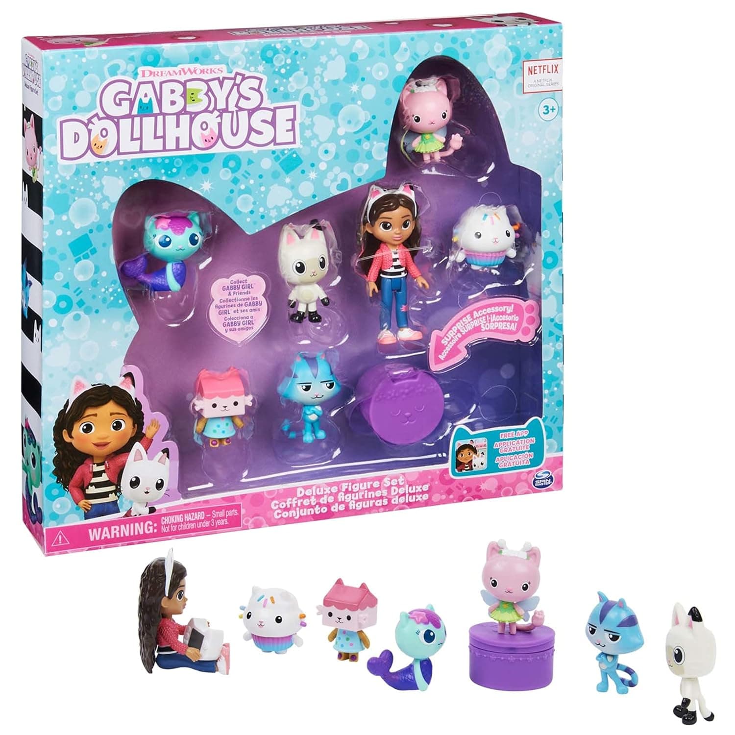 Gabby's Dollhouse, Deluxe Figure Gift Set with 7 Toy Figures and Surprise Accessory, Kids Toys for Ages 3 and up, Multicolor