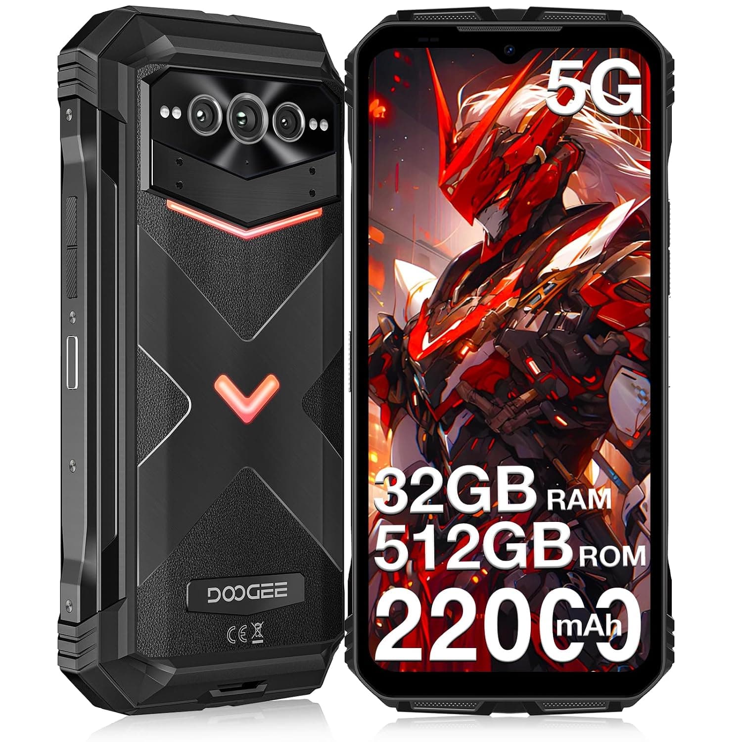 V MAX Pro(2025) 5G Rugged Phone,22000mAh,32GB+512GB/TF 2TB,Android 14 Rugged Smartphone,108MP+20MP Night Vision Phone, 6.58"FHD+ 120Hz IPS Screen, IP68/IP69K Waterproof,NFC/OTG/Face ID/1.18 lb