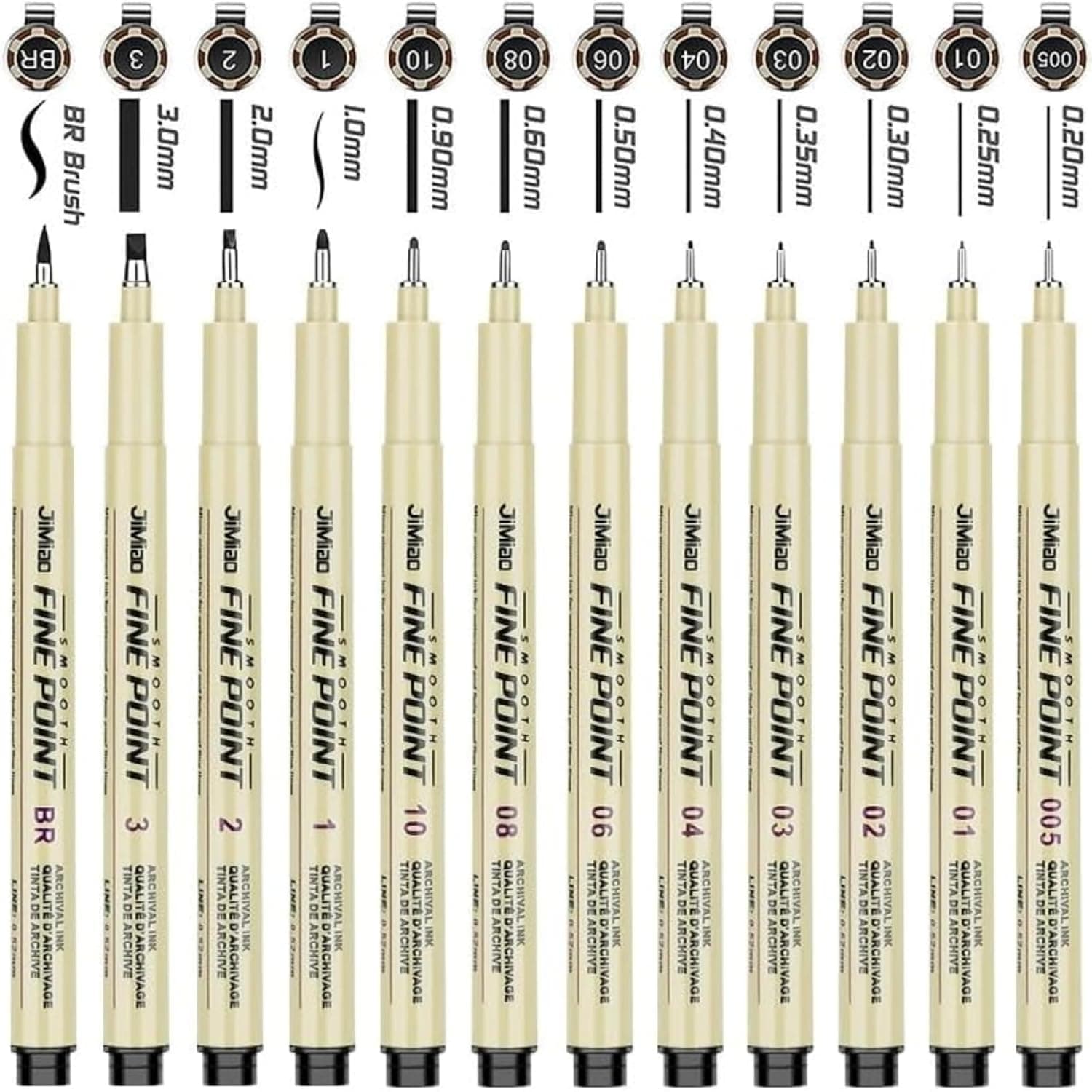 Micro Fineliner Drawing Art Pens, 12 Black Fine Line Waterproof Ink, Artist Supplies Archival Inking Markers for Sketching, Outlining, Anime, Watercolour, Zentangle (12 Pcs)