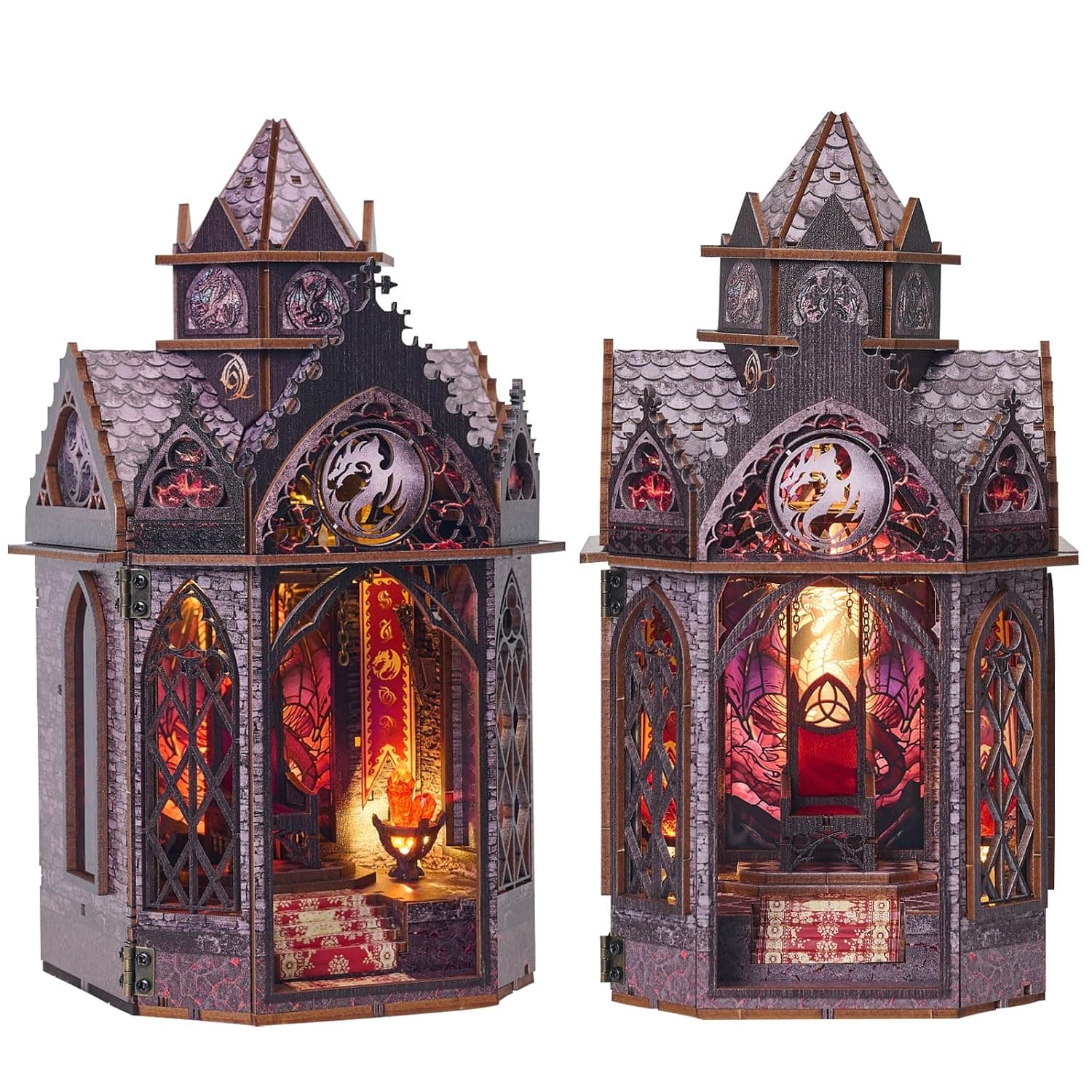 Spilay DIY Miniature House Kit for Adults, Miniature Dollhouse Kit | With Warm Light & Furniture, Wooden Craft Building Set for Bookshelf Decor, Home Display & Creative Gifts for DIY Lovers