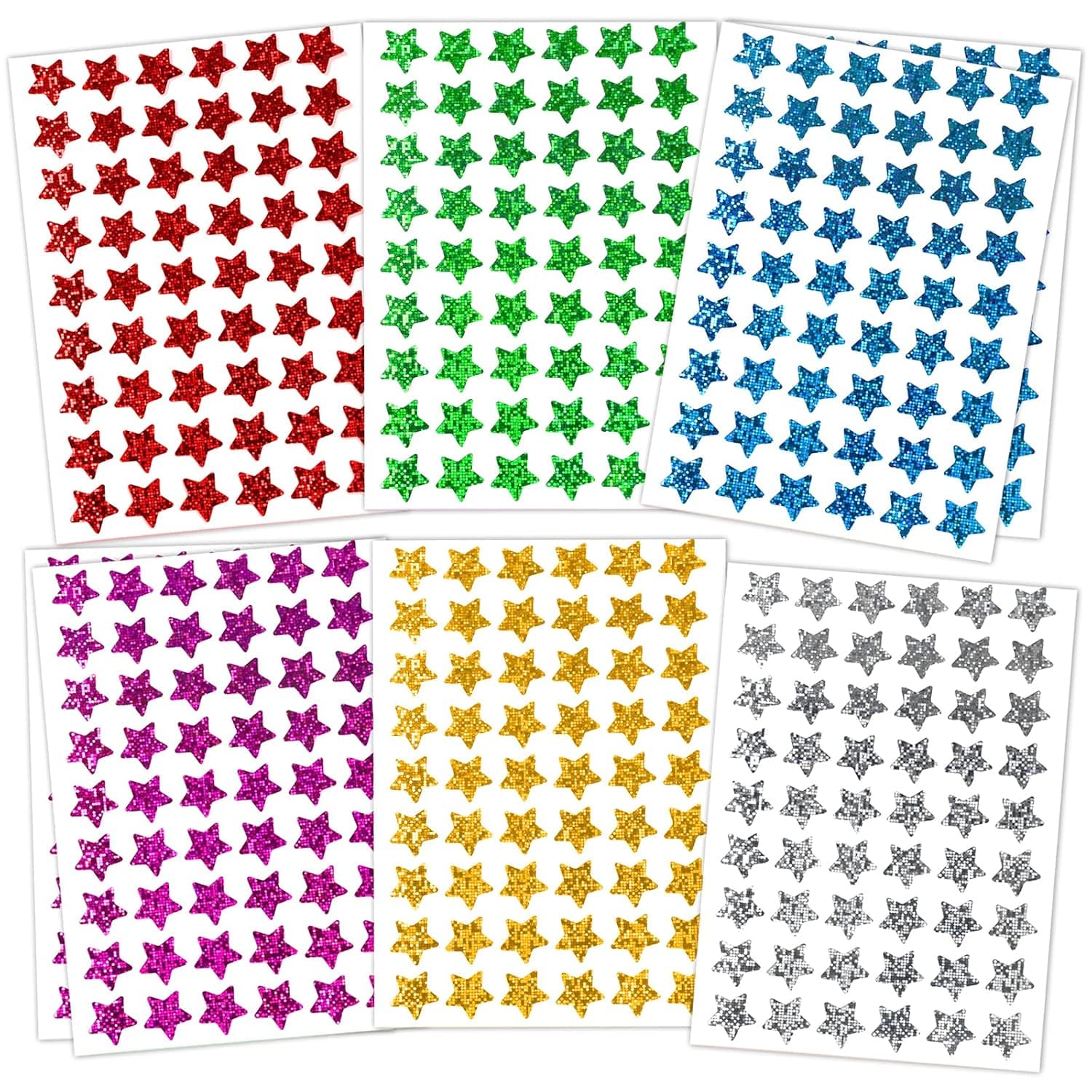 Lrogoe 1620 Pack, 6 Colors, Holographic Small Star Stickers for Kids Reward, Behavior Chart, School Classroom Student Teacher Supplies, 0.6" Diameter