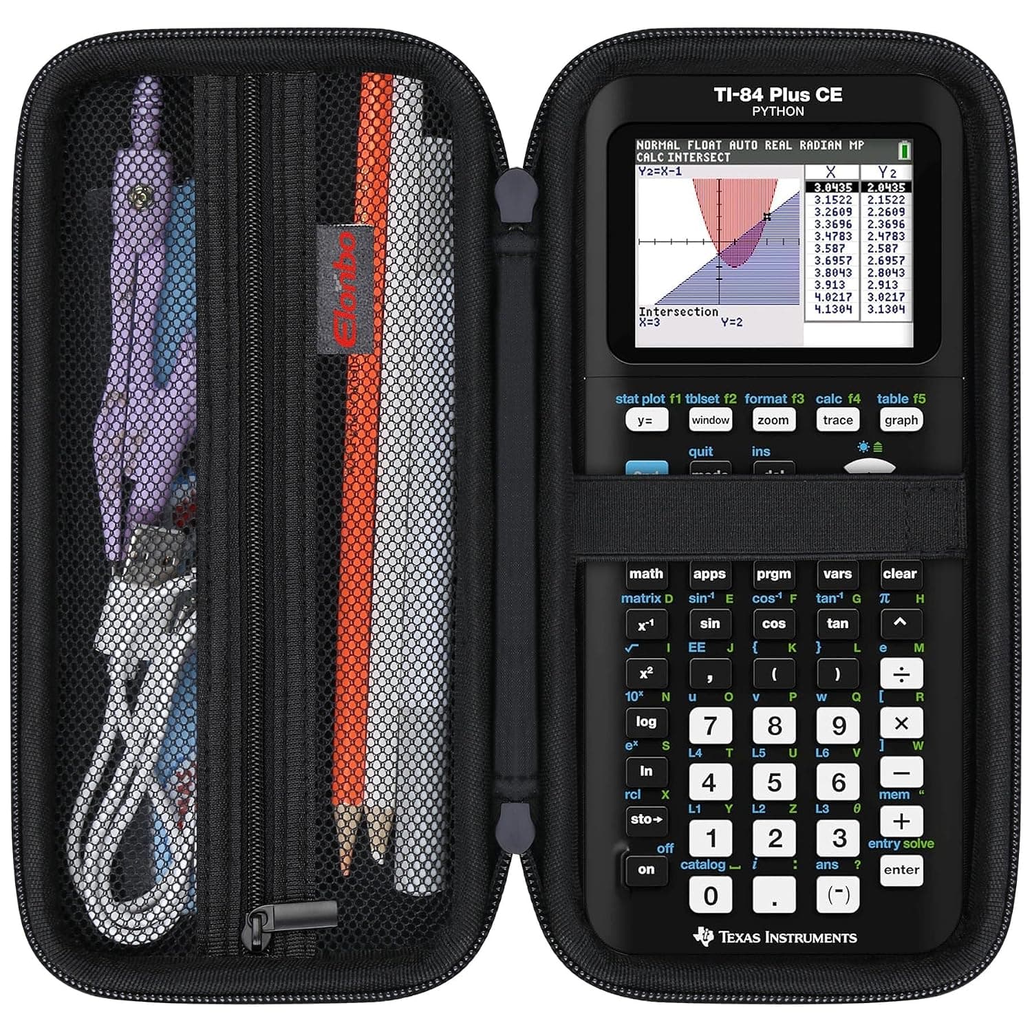 Elonbo Case for TI-84 Plus CE/TI-84 Evo/TI-84 Plus/TI-83 Plus Calculator | Texas Instruments TI-84 Plus CE/TI-84 Evo/TI-84 Plus/TI-83 Plus/TI-83 Plus CE Color Graphing Calculator Carrying Case, Black+