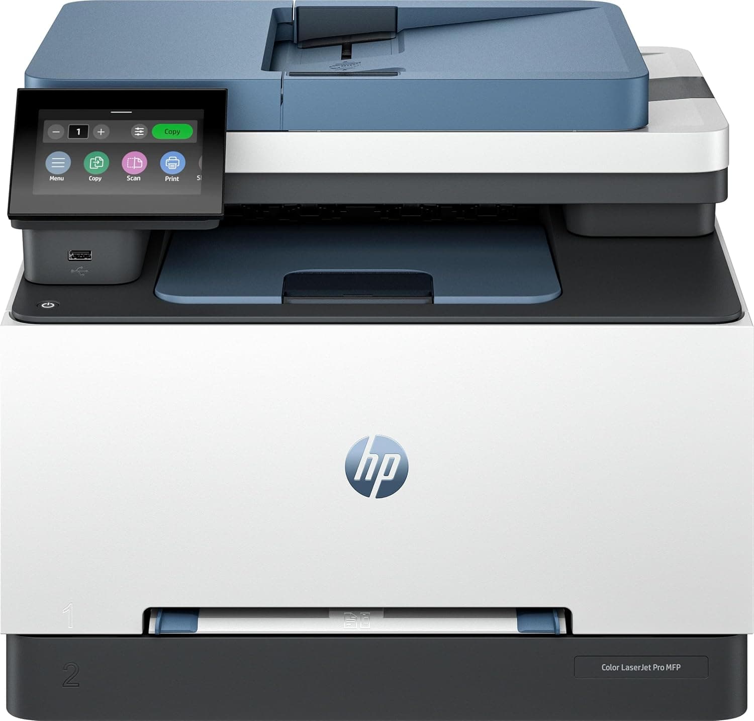 طابعة ألوان ليزر جيت برو MFP 3303sdw لاسلكية للطباعة والنسخ والمسح الضوئي للشركات الصغيرة والمتوسطة من اتش بي، طباعة من الجوال أو التابلت على الوجهين، مسح ضوئي إلى PDF، شاشة لمس، أزرق داكن، 499M6A