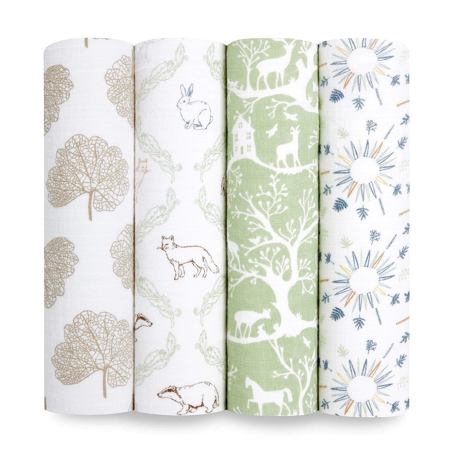 aden + anais Essentials Muslin Swaddle Blankets for Baby Girls and Boys, Newborn Receiving Blanket for Swaddling, 100% Cotton Baby Swaddle Wrap, 4 Pack, Harmony