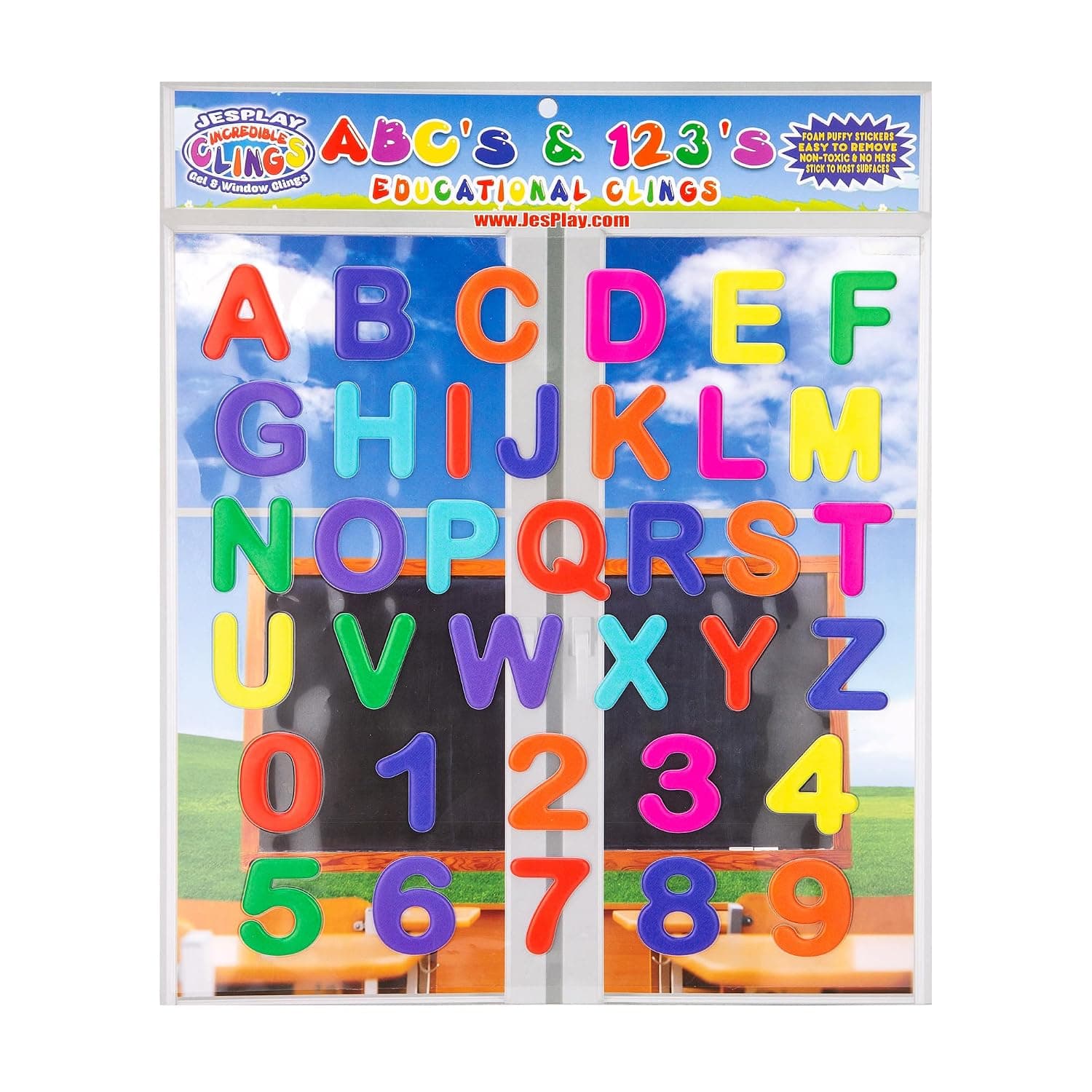 Alphabet Letters & Numbers - 36 Piece Reusable Window Stickers Gels & Decals - Full Alphabet and Numbers - Puffy Sticker Activities for Classroom, Teacher Essentials, Nursery