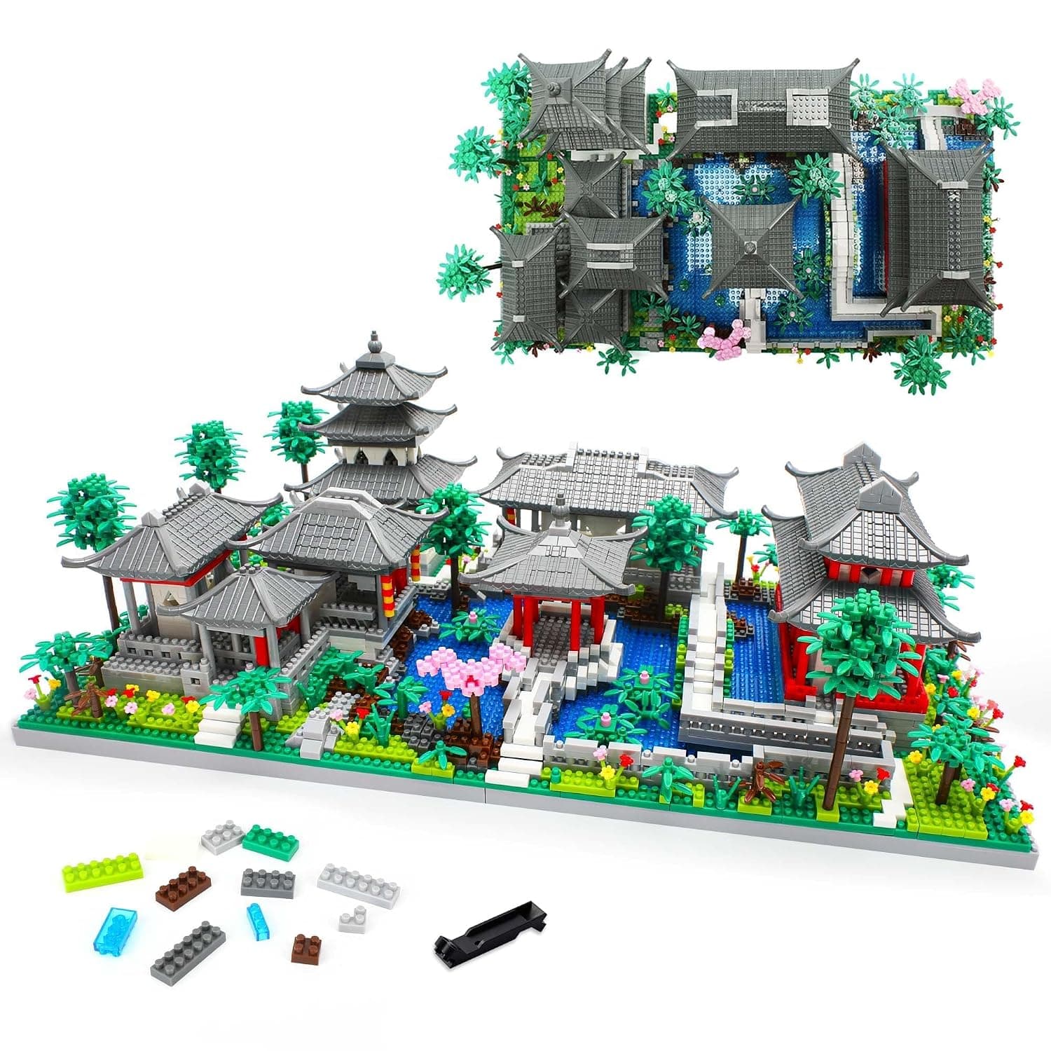 Mini Chinese Architecture of Suzhou Garden with Cherry Blossom Tree Building Blocks Set, Botanical Collection Building Set for Adults, 14+ Teens (3888 Pcs)