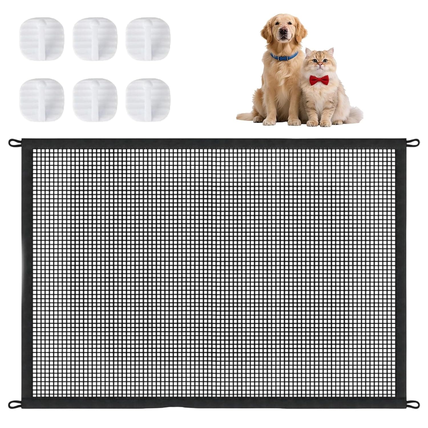 Stair Gate, 110x72cm Retractable Mesh Stair Gates for Dogs, No Drilling Dog Gates Indoor, Portable Dog Stair Gate for Pets and Kids