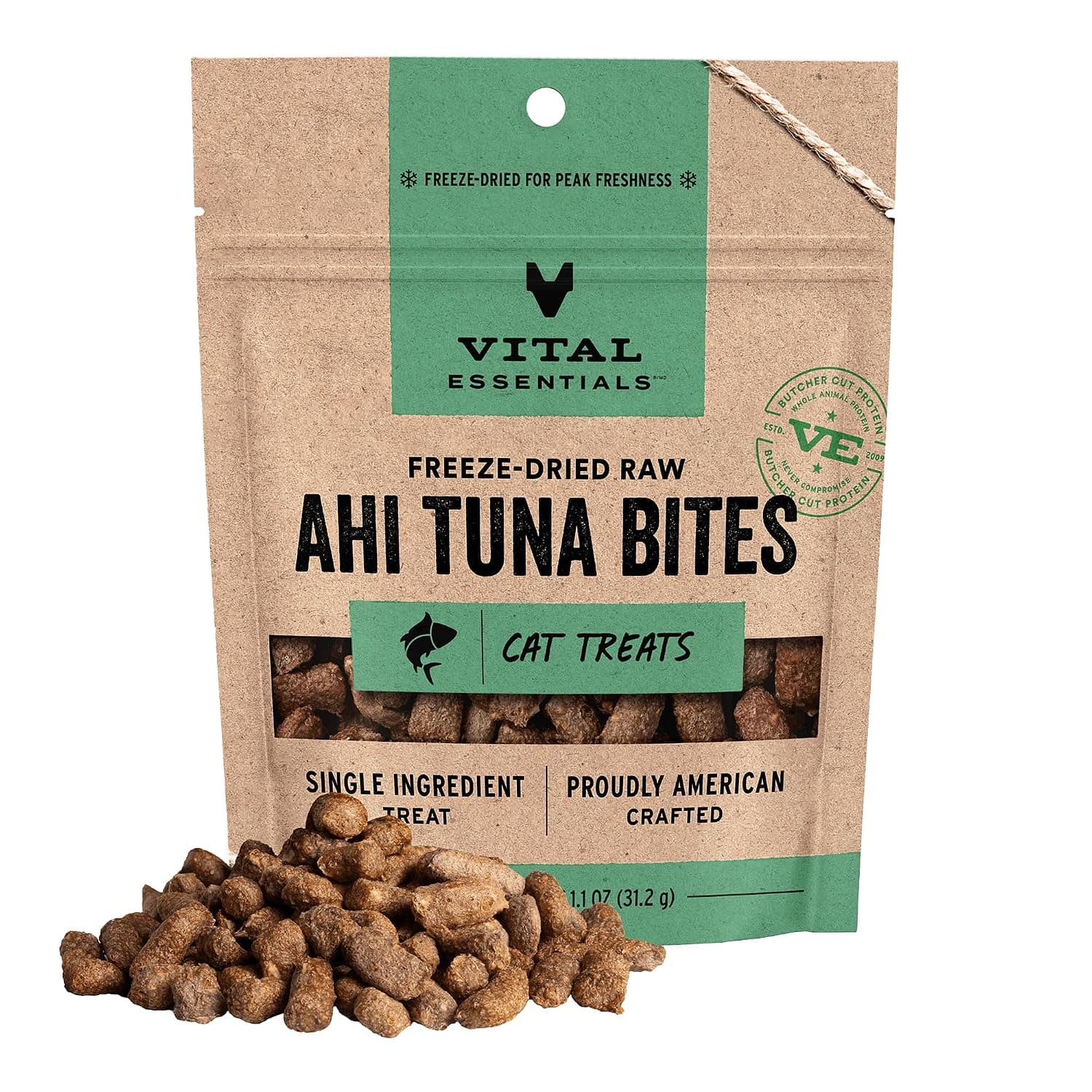Vital Essentials Freeze Dried Raw Cat Treats, Ahi Tuna Bites, 1.1 oz
