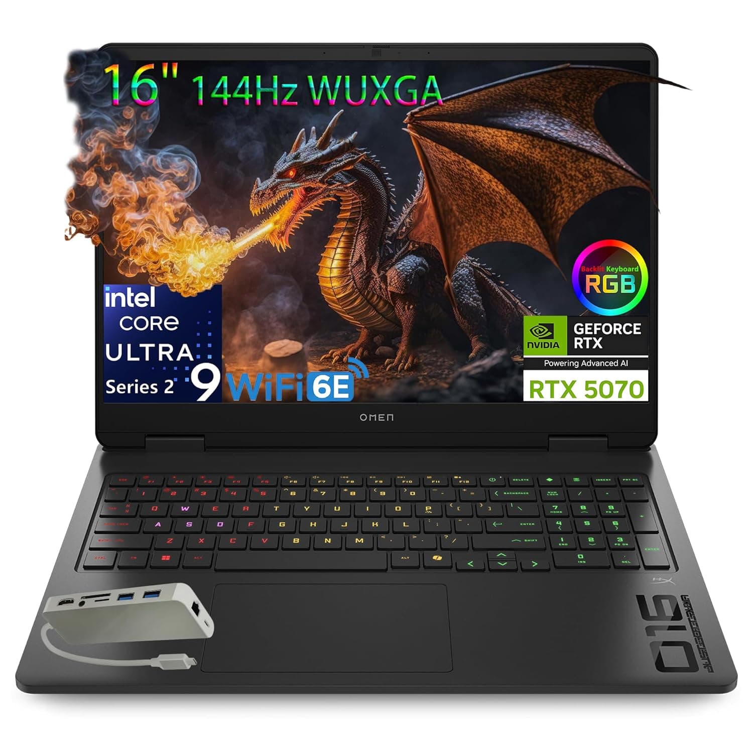 HP OMEN 16" 144Hz WUXGA Slim Gaming Laptop, Intel 16-Core Ultra 9 285H, GeForce RTX 5070 Computer, 32GB DDR5 RAM, 1TB PCIe SSD, AI Boost, WiFi 6E, RGB Backlit Keyboard, FHD Webcam, Windows 11