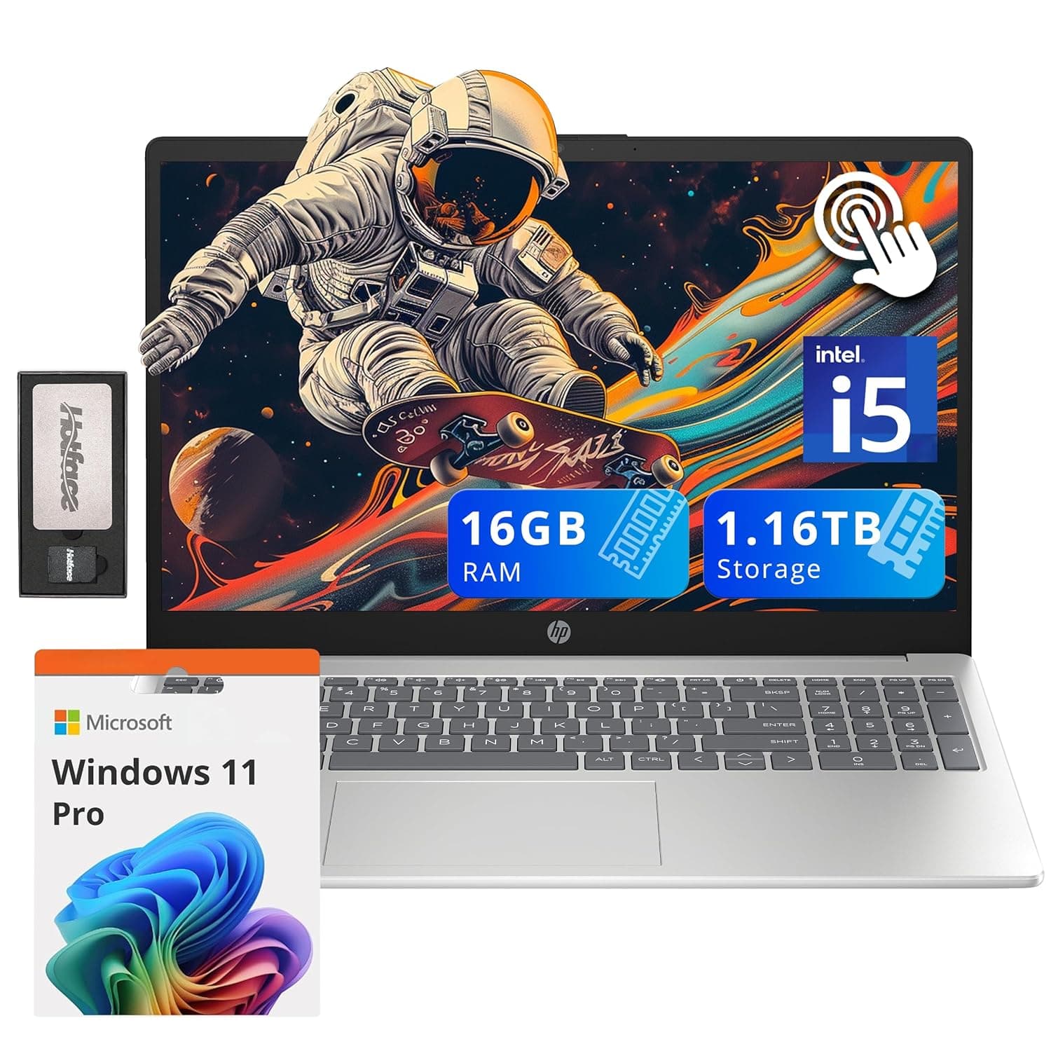 HP Pavilion 15.6" HD Touchscreen Laptop, Intel i5-1235U, 16GB RAM, 1.16TB Storage(1TB SSD + 160GB Docking Station Set), Intel Iris Xe Graphics, Num Pad, 720p Webcam, Wi-Fi 6E, Win 11 Pro, Silver