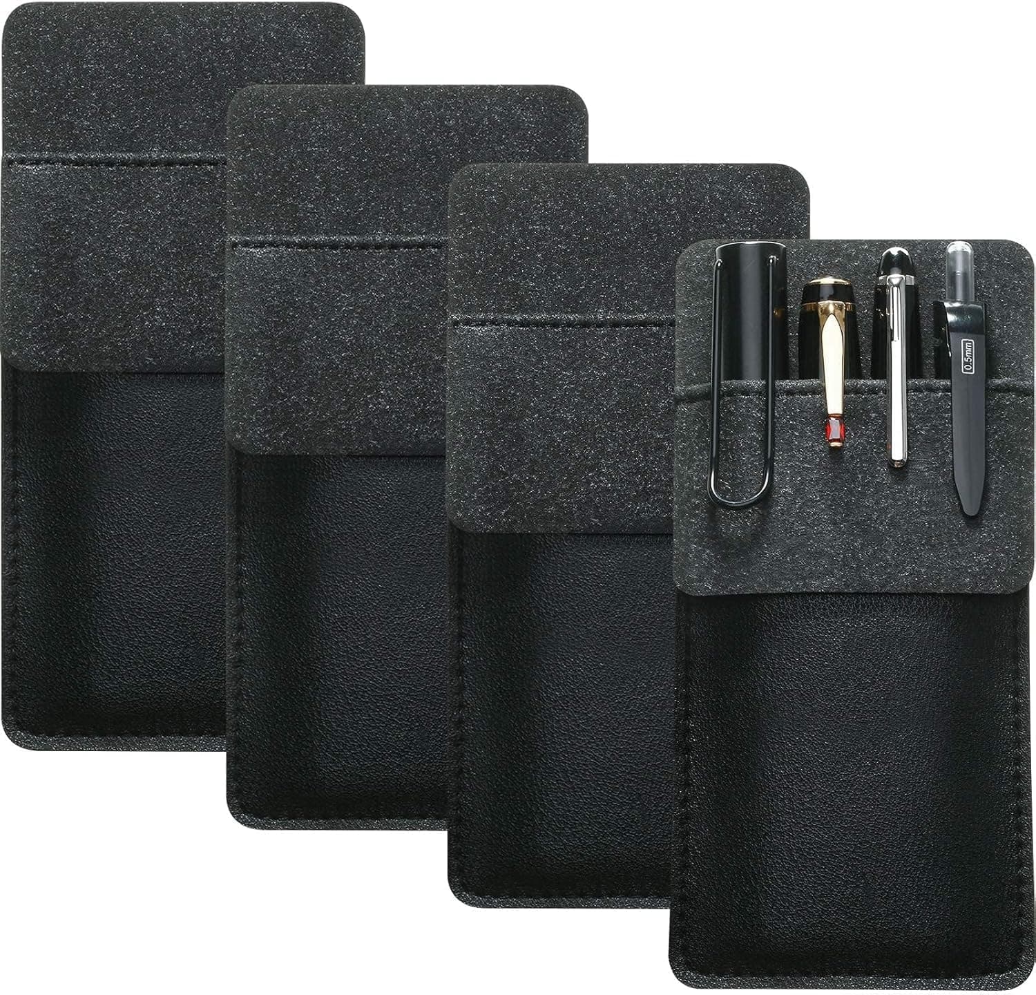 Aputue Leather Pen Pouch, 4PCS Handmade Premium Protective Sleeves for Doctors and Nurses, Pocket Organizers for Lab Coats and Shirts, Professional Office and School Stationery Supplies