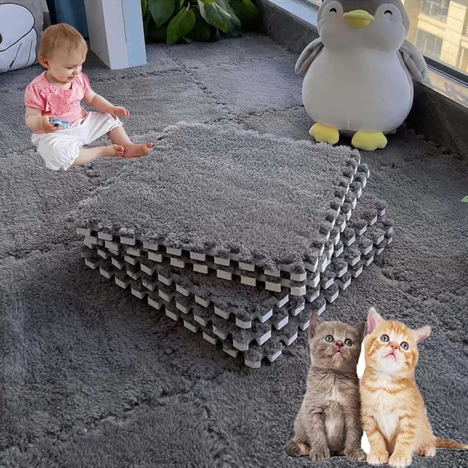 Kids Rug Kids Play Mat Foam Play Mat For Toddlers Kids Puzzle Mats For Floor For Children Kids Room Home Parlor Bedroom (24, Grey)