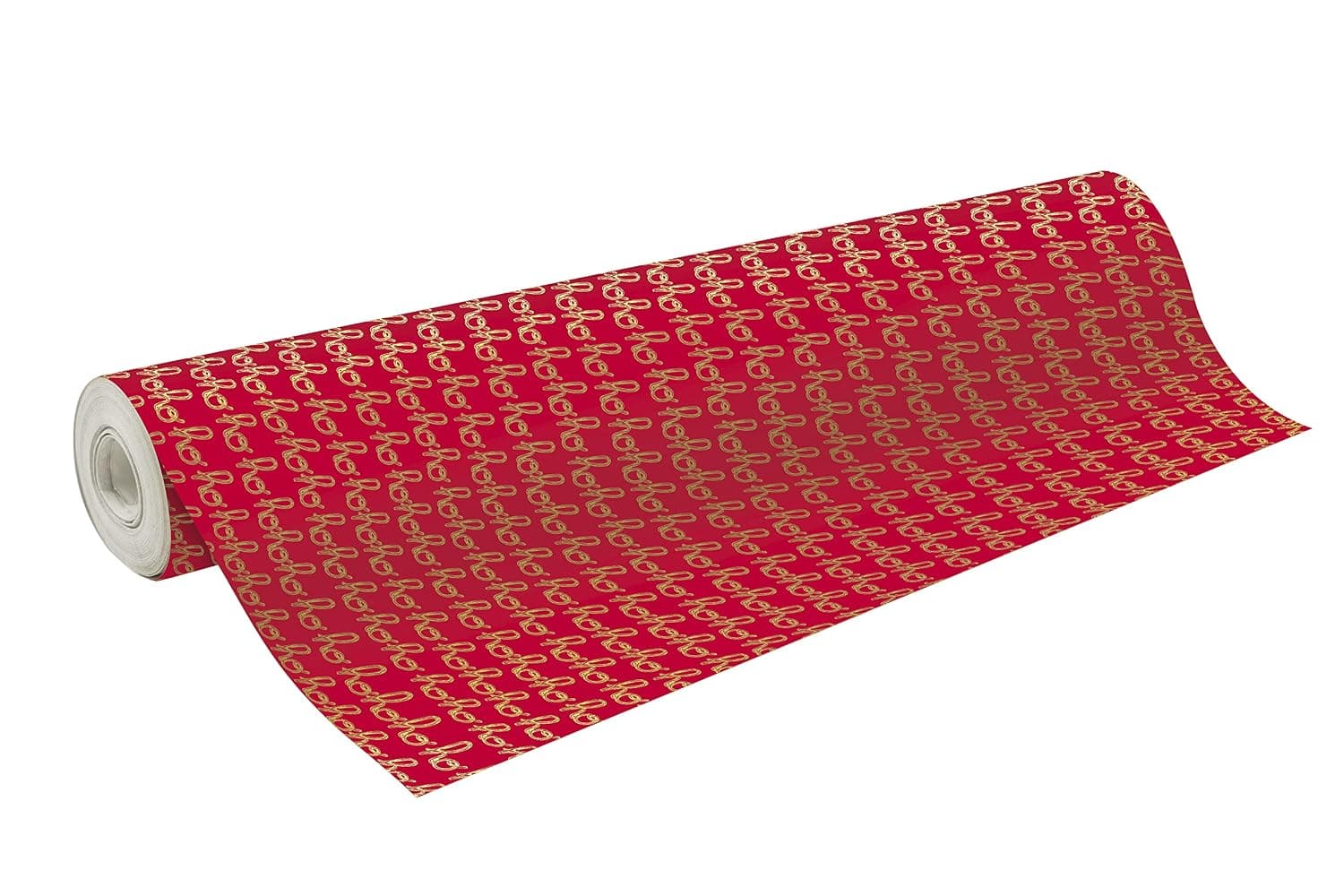 Clairefontaine 202094C - A reel of gift wrap - Excellia 80g paper - Format: 50x0.70m - Pattern: Hohoho, Christmas, Gold/Red - Gift wrapping, ideal for professional packaging