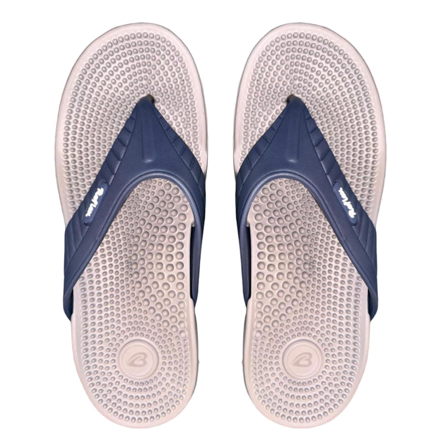 LifeBalance Orthopedic Massage Slippers for Men – Plantar Fasciitis Relief with Thick Sole, Anti-Slip Design & Arch Support – Pain Relief for Back, Knee & Ankle - Blue/Grey M – 45 EU