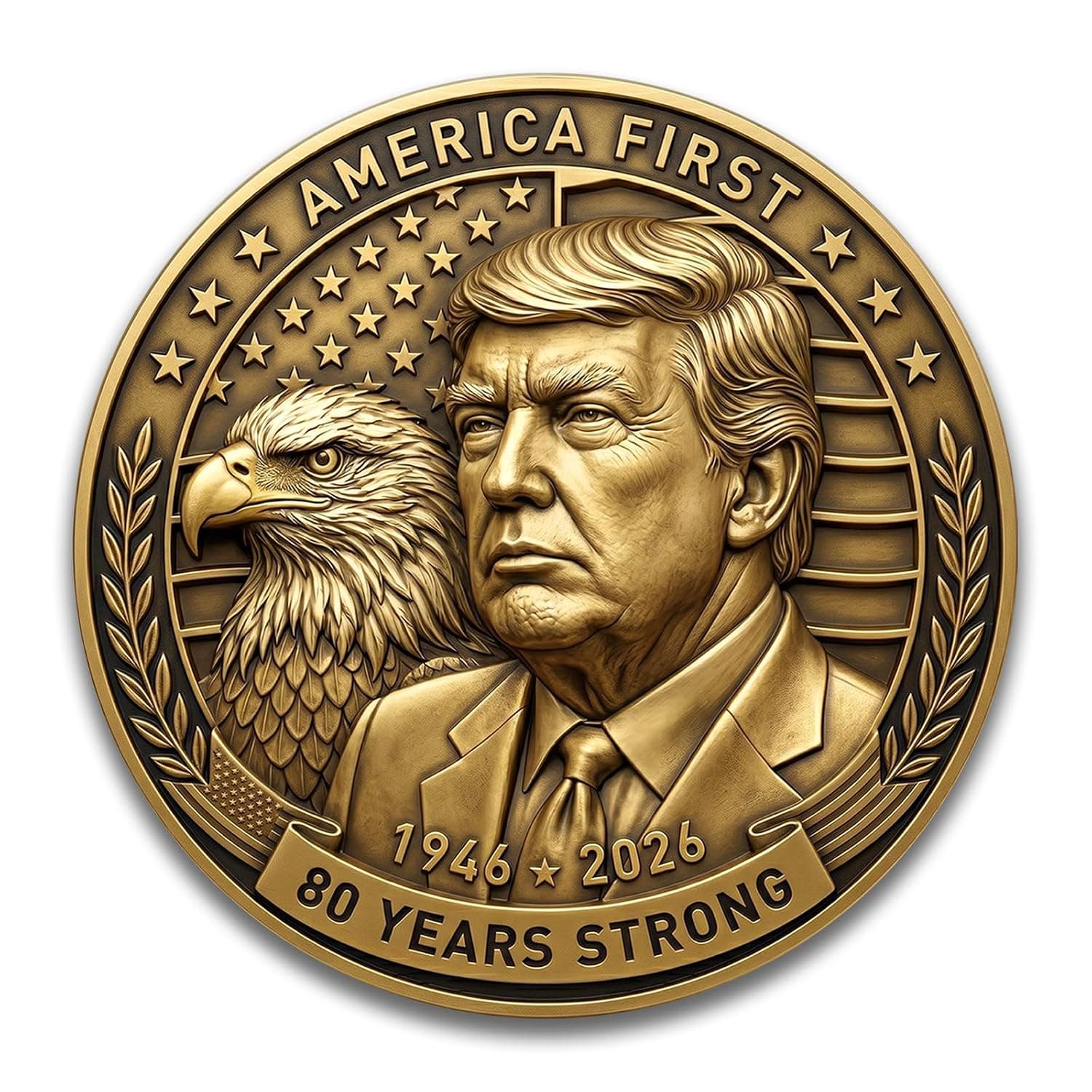 Donald Trump Gold Coin –1746-2026 Challenge Coin Double Sided Gold– Zinc Alloy Patriotic Medal – Great Gift for Trump Supporters