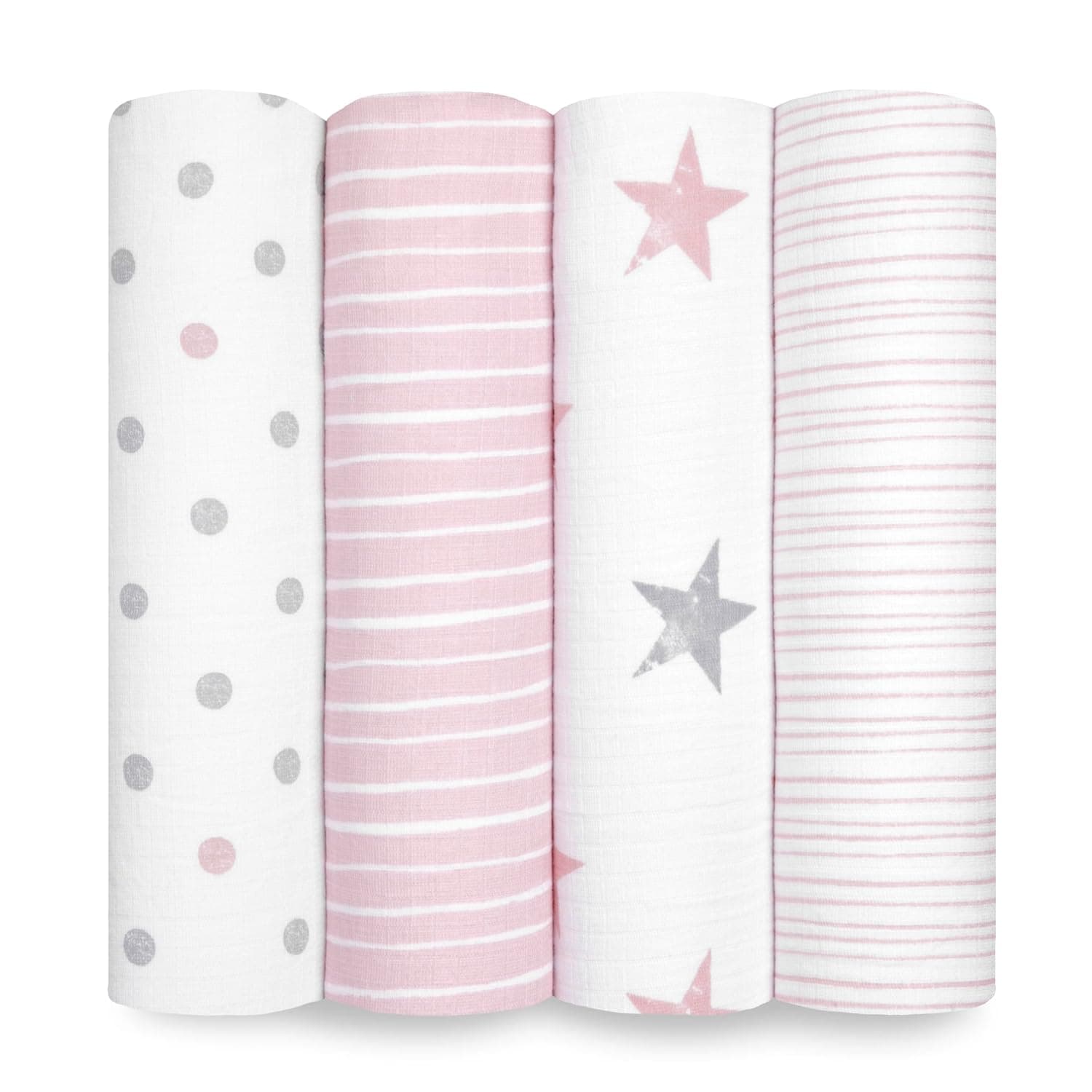 aden + anais Swaddle, Doll, 0 To 36 Months, White/Pink, Piece of 4
