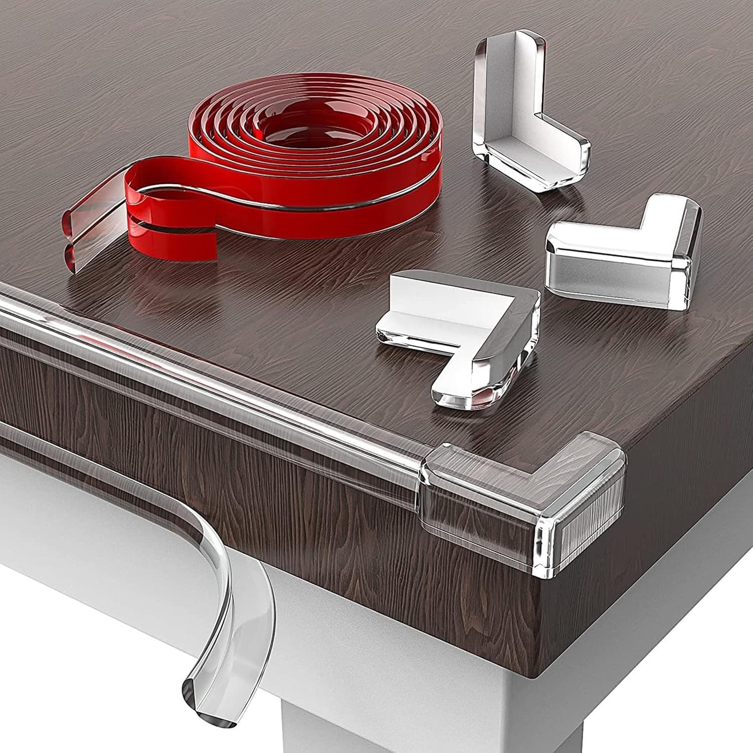 3M with 4 Corners, Safety Corner Protector, Clear Edge Protector Strip, Baby Proofing Corner Guards, Soft Silicone Bumper Strip for Sharp Corners of Cabinets Tables Drawers