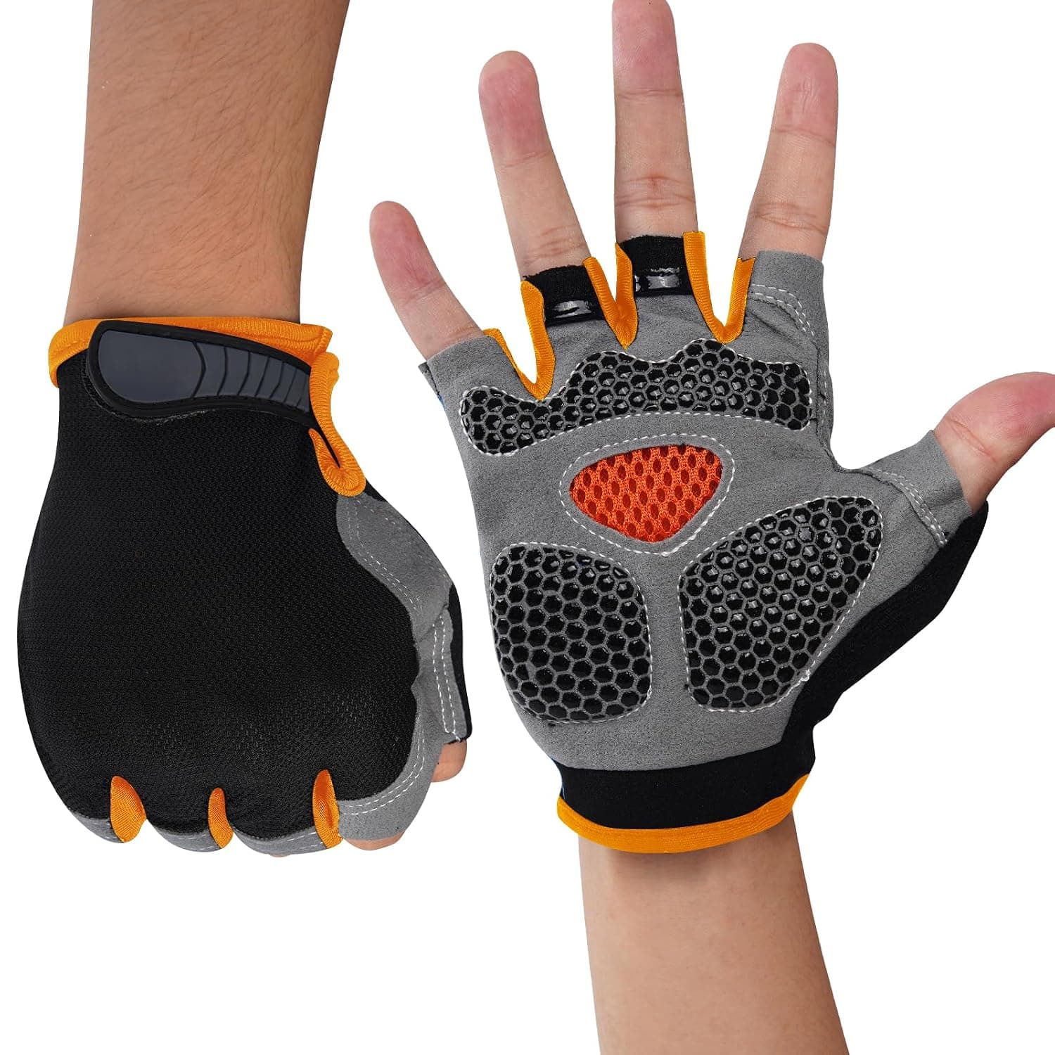 Breathable Half Finger Cycling Gloves for Men and Women with Non-Slip Grip, Palm Padding, Wrist Support, Ideal for Fitness, Yoga, Outdoor Sports and Long-Distance Biking Comfort