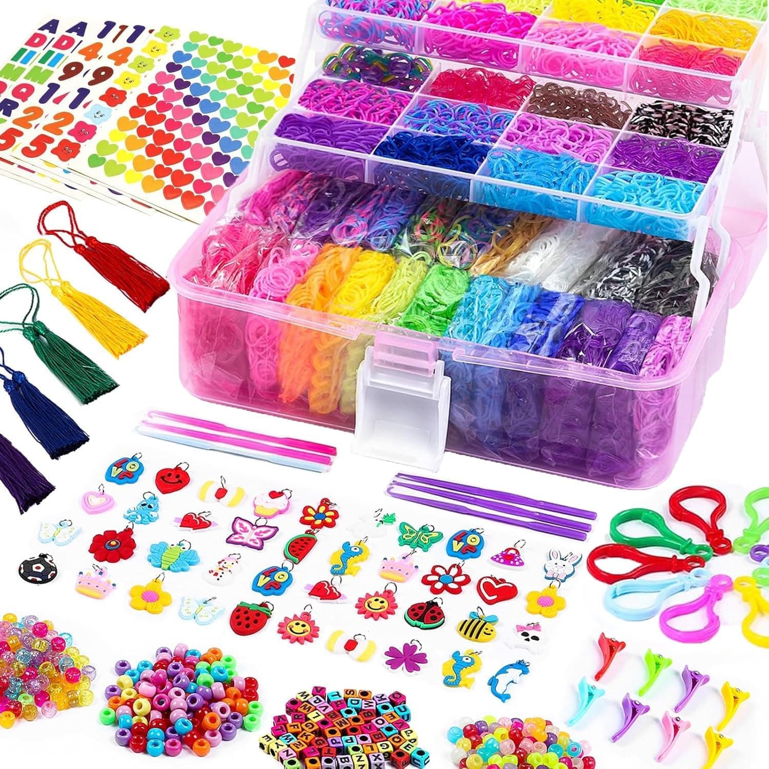 18000+ Rubber Band Bracelet Kit, 32 Colors Loom Bands Rubberband for Jewelry Making Kits, Easter DIY Arts and Crafts Kit Toy for Toddlers Girls Easter Birthday Gift