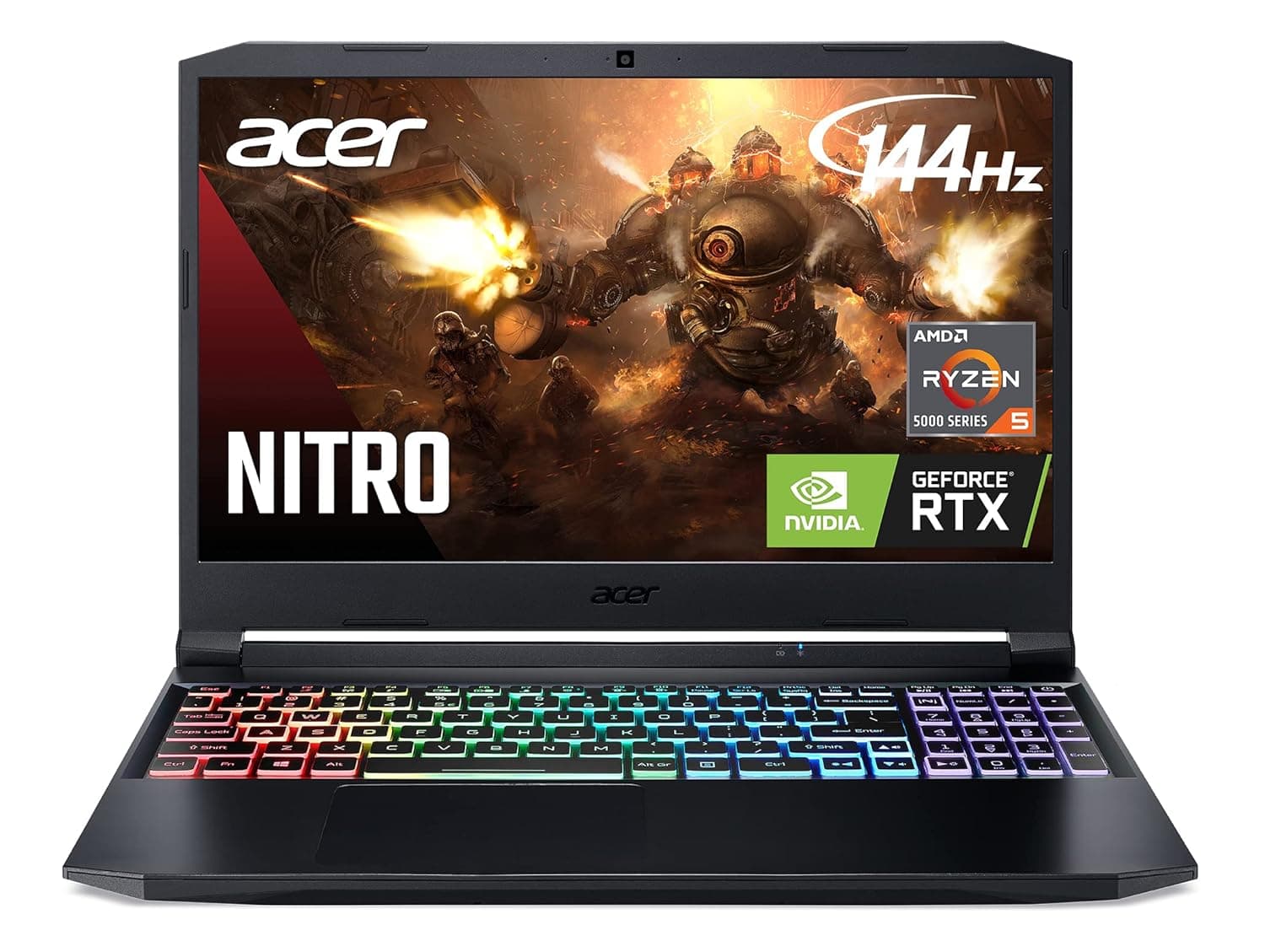 acer Nitro 5 AN515-45-R21A Gaming Laptop, AMD Ryzen 5 5600H Hexa-Core Processor | NVIDIA GeForce RTX 3060 Laptop GPU | 15.6" FHD 144Hz IPS Display | 16GB DDR4 | 512GB NVMe SSD | WiFi 6 | RGB Keyboard