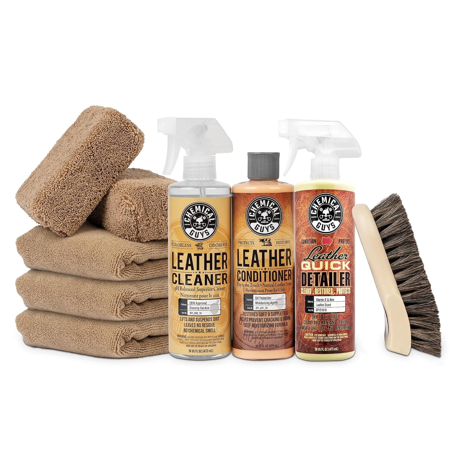 Chemical Guys HOL303 Leather Cleaner and Conditioner Care Kit (16 Oz) (9 Items)