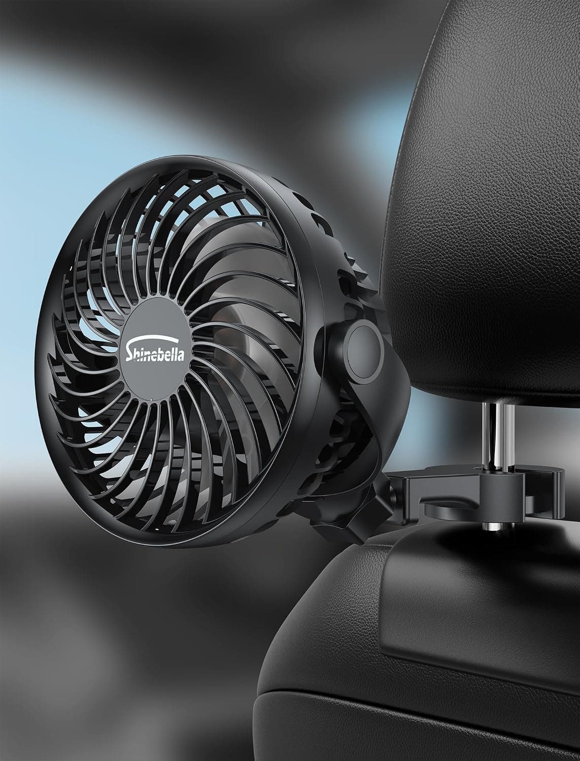 Portable Car Fan Battery Operated Automobile Cooling Fans, 4 Speeds, Clip-on Electric Vehicle Fan for Rear&Back Seat, Rechargeable USB Fan, Low Noise, Easy to Installation, 360° Rotation, Include Hook