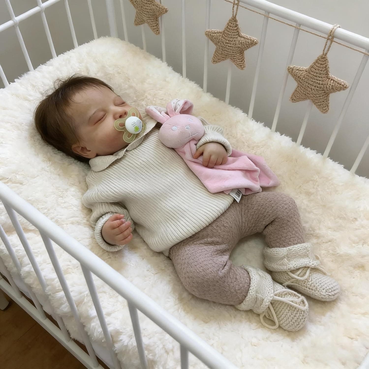 RXDOLL 20 Inch Realistic Reborn Baby Dolls Silicone Full Body, Lifelike Newborn Sleeping Girl, Soft Vinyl Real Life Toddler Girl Anatomically Correct Infant Babies with Toy Accessories