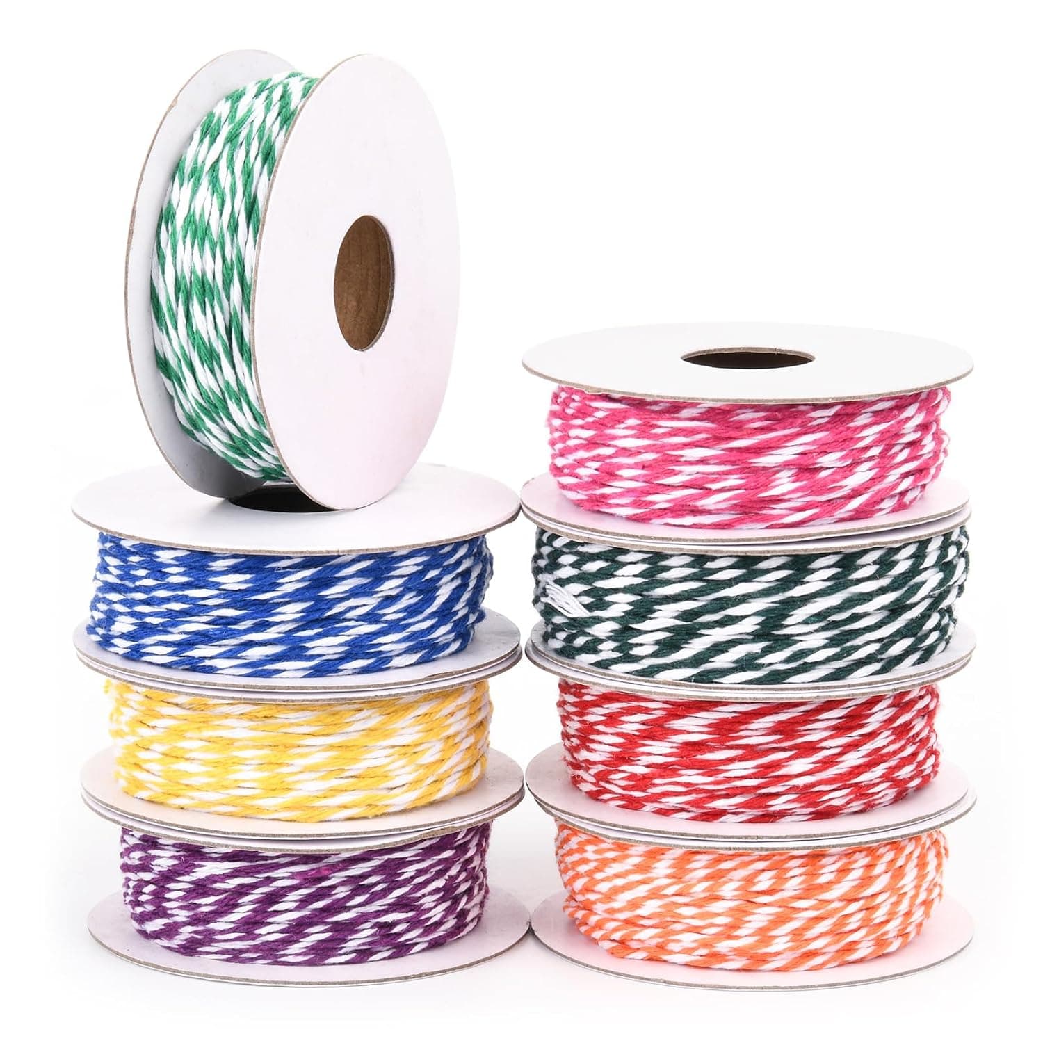 Cosmos Cotton Twine String - Cotton Bakers String Rope Cord, 1mm Twine Rope Hanging String for Crafts, Easter Xmas Hanging Ornament, Gifts Wrapping Gardening, Assorted 8 Colors