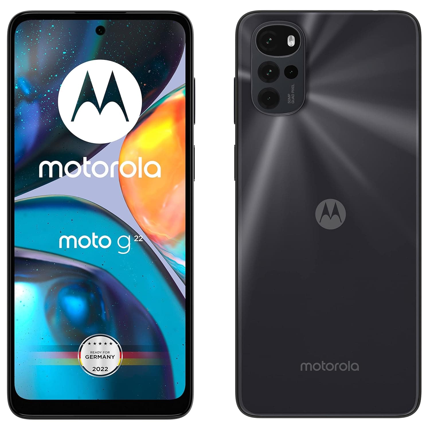 Motorola Moto G22 Dual-SIM 64GB ROM + 4GB RAM (GSM Only | No CDMA) Factory Unlocked 4G/LTE Smartphone (Cosmic Black) - International Version