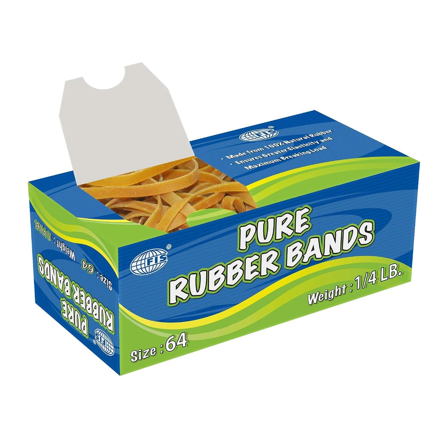 FIS Pure Rubber Bands 64 Size, 1/4 LB - FSRB64