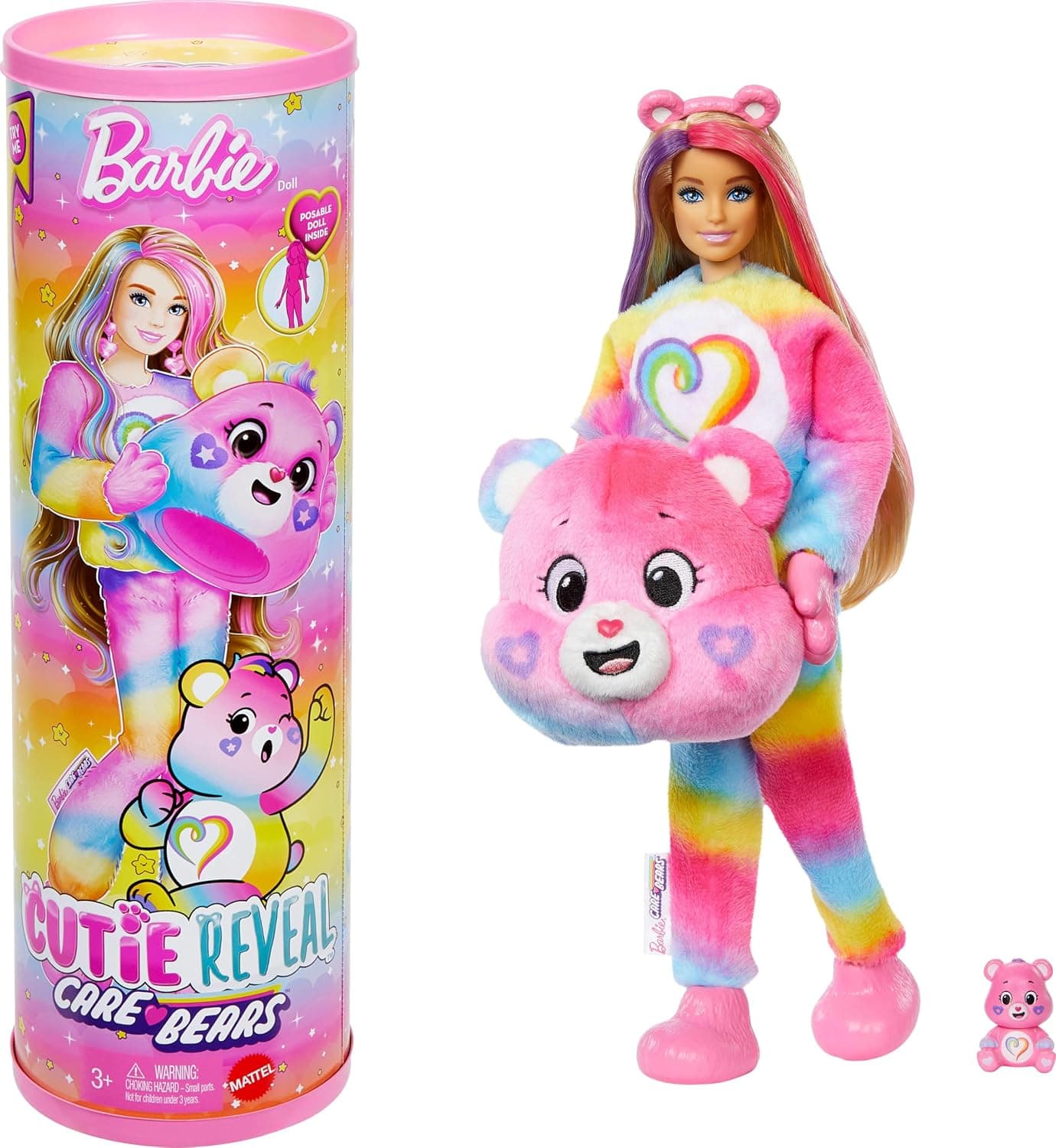 Cutie Reveal Barbie Doll with Accessories, Lucky Bear Series 2, Togetherness Bearchi with 10 Surprises Including Colour Changing and Mini Bearchi JFV60