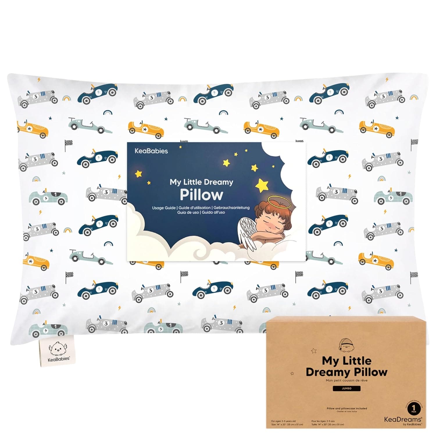 KeaBabies Children's Pillow with Cushion Cover - 51 x 35 cm Children's Pillow from 2 Years, Washable Children's Pillow, Soft Organic Children's Pillow, Children's Pillow for Sleeping, Large Children's | Soft Cotton Toddler Pillows for Sleeping, Machine Washable, Perfect for Travel, School, Daycare, Nap, Kids Toddler Bed Set