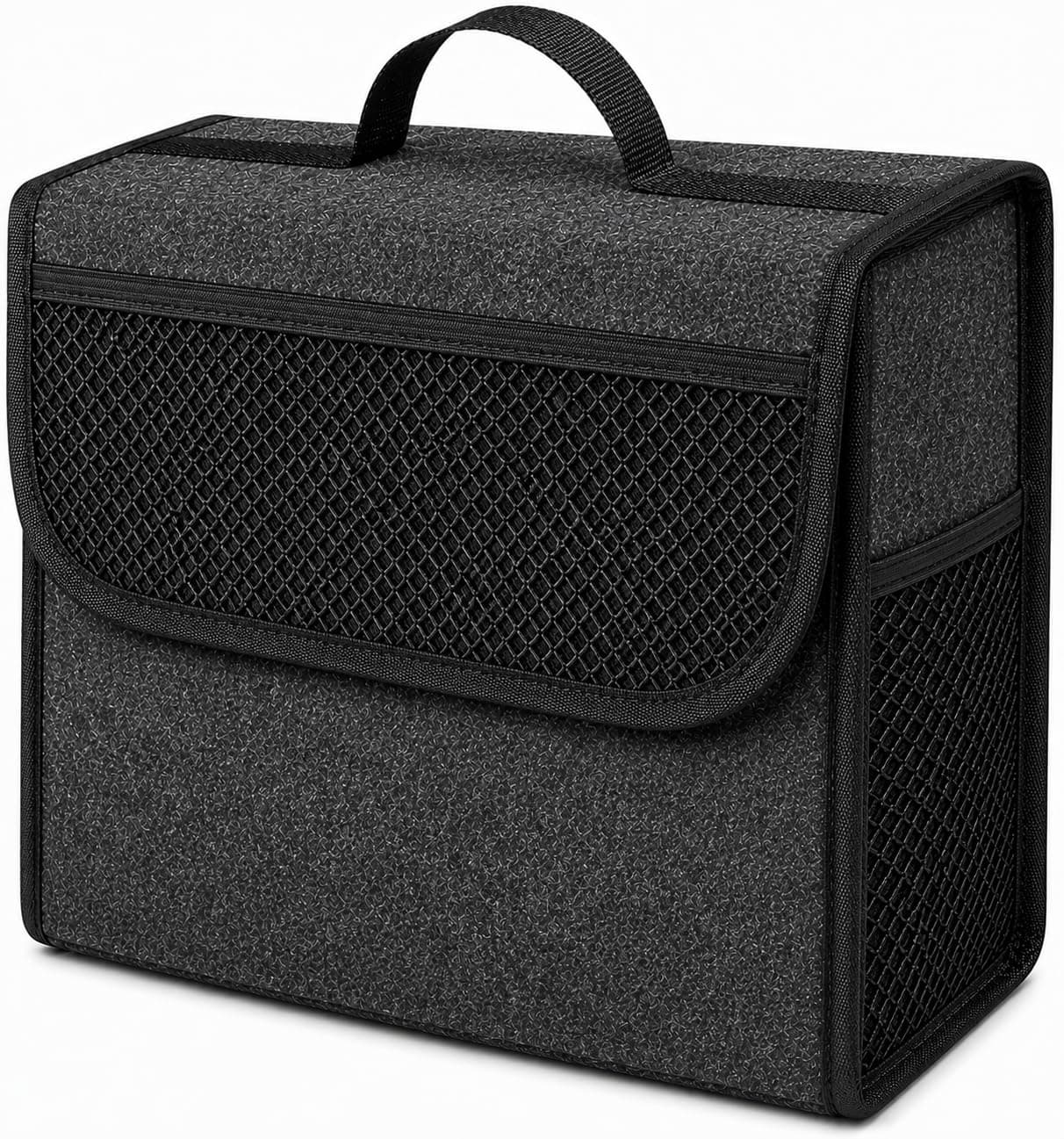 JVCV® Car Trunk Boot Organizer, Car Storage and Organizer Anti Slip Car Accessories Organizer for Car, Suv, Sedan, Truck, Minivan Anti Slip Bottom | Front & Side Mesh Pockets (Small).