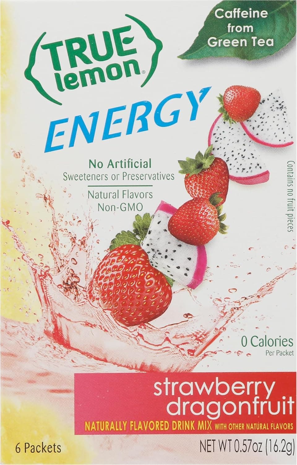 True Lemon Energy Strawberry Dragonfruit Flavored Drink Mix Packets 0.57 oz