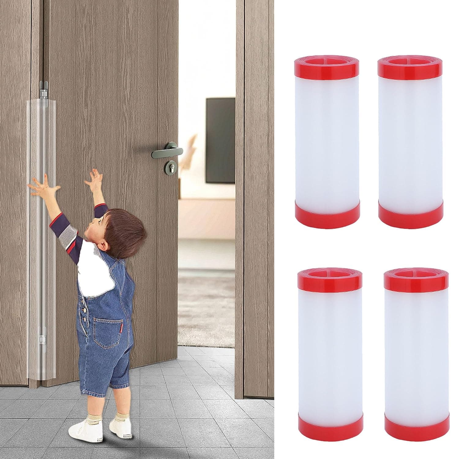 Angloria Baby Proofing Door Pinch Guard, Hinge Cover, Protector for Kids Finger Safety, Heavy Duty Jam Shield, Translucent