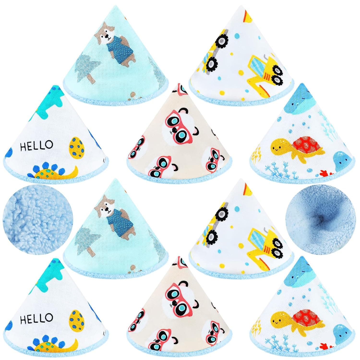 Timgle 10 Pcs Coral Velvet Pee Covers Baby Boy, Strong Water Absorption Pee Shield for Baby Boy, Reusable Diaper Changing Accessory for Boys Newborn Gift(Dinosaur)